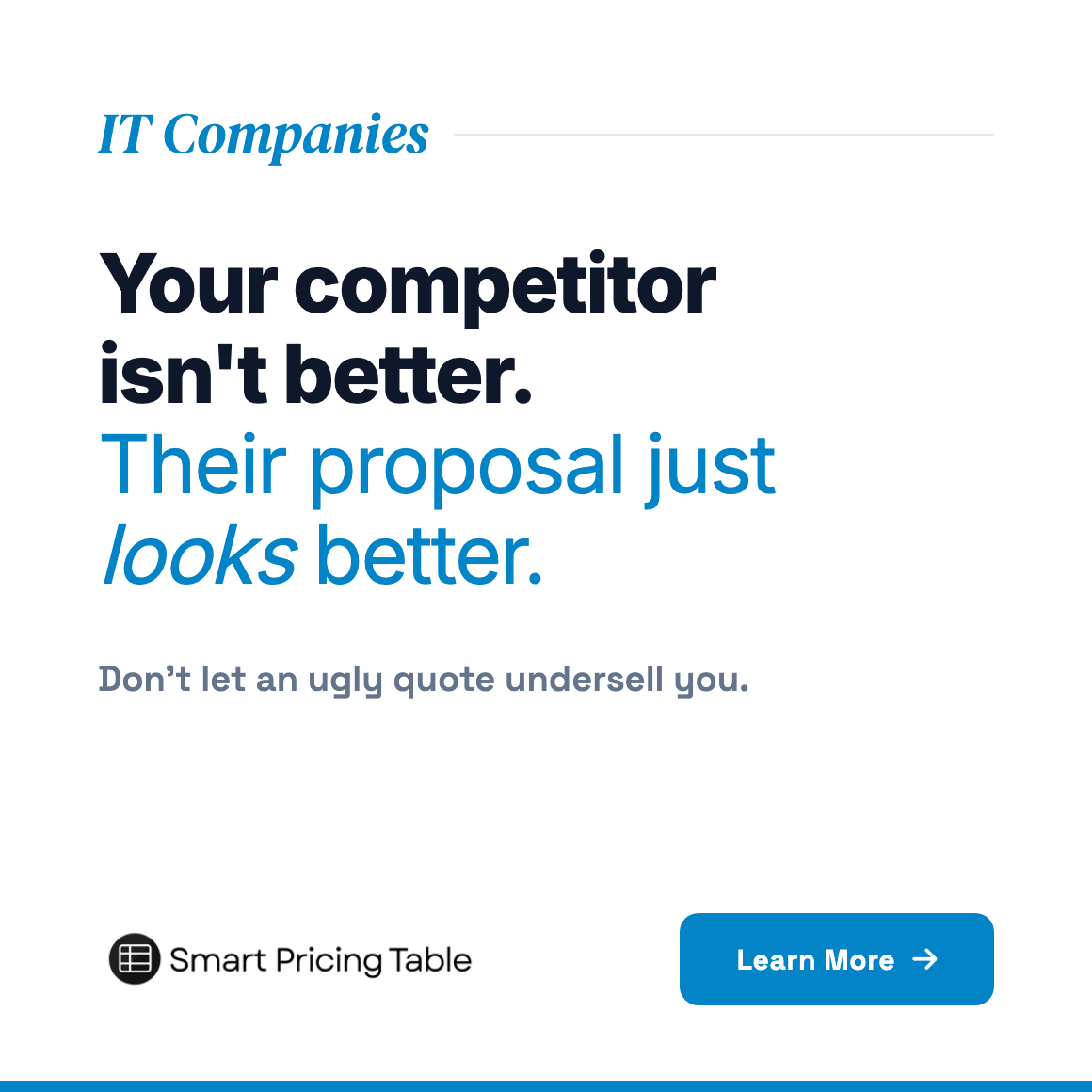 Smart Pricing Table Facebook ad