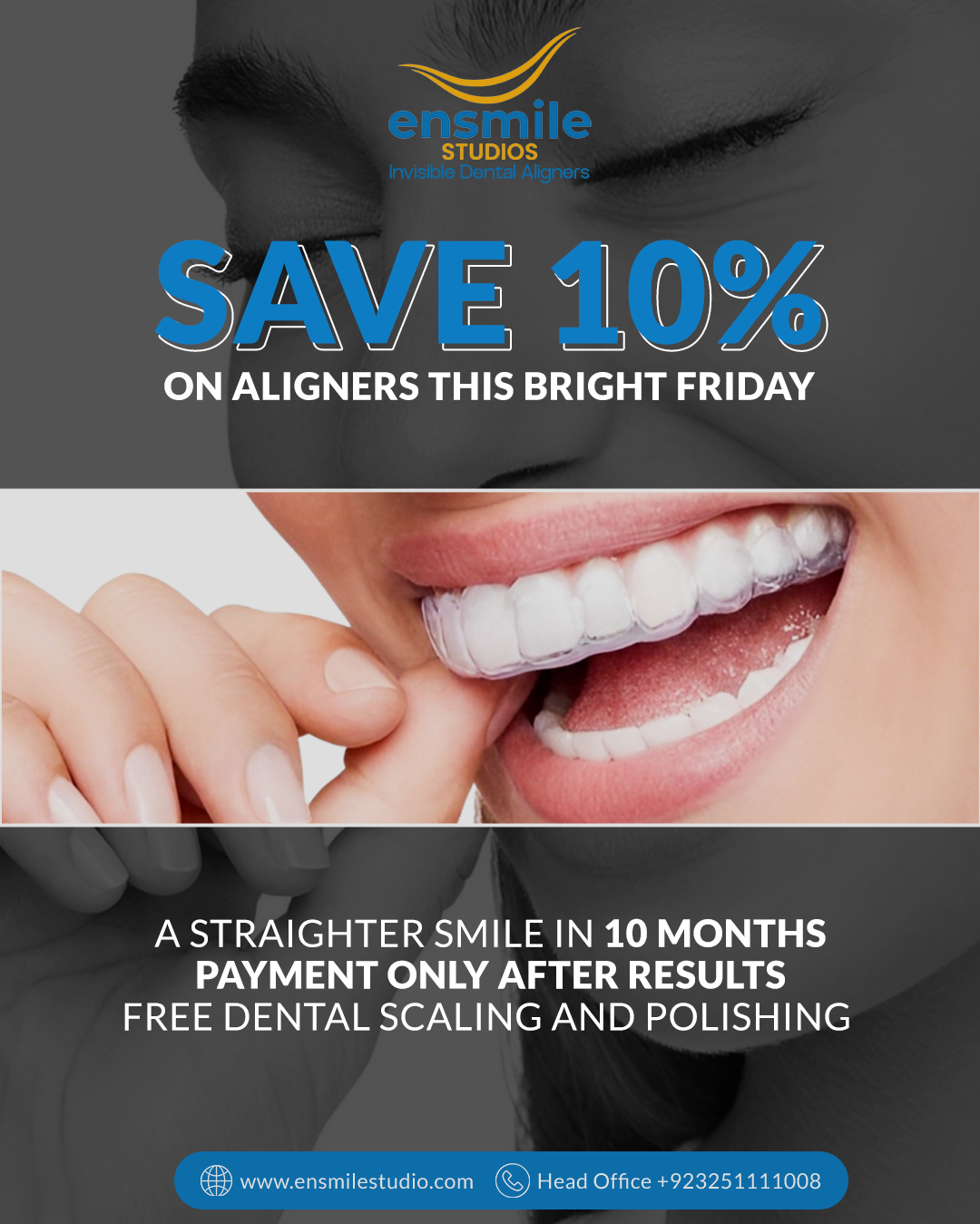 Ensmile Studios Facebook ad: No More Hiding Your Smile, 10% OFF!