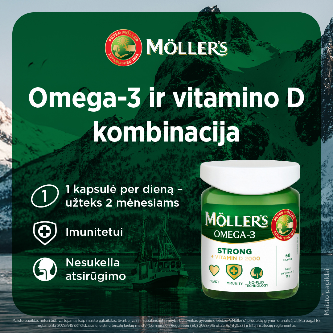 Möller’s žuvų taukai Facebook ad: Stipri omega-3 ir vitamino D kombinacija!