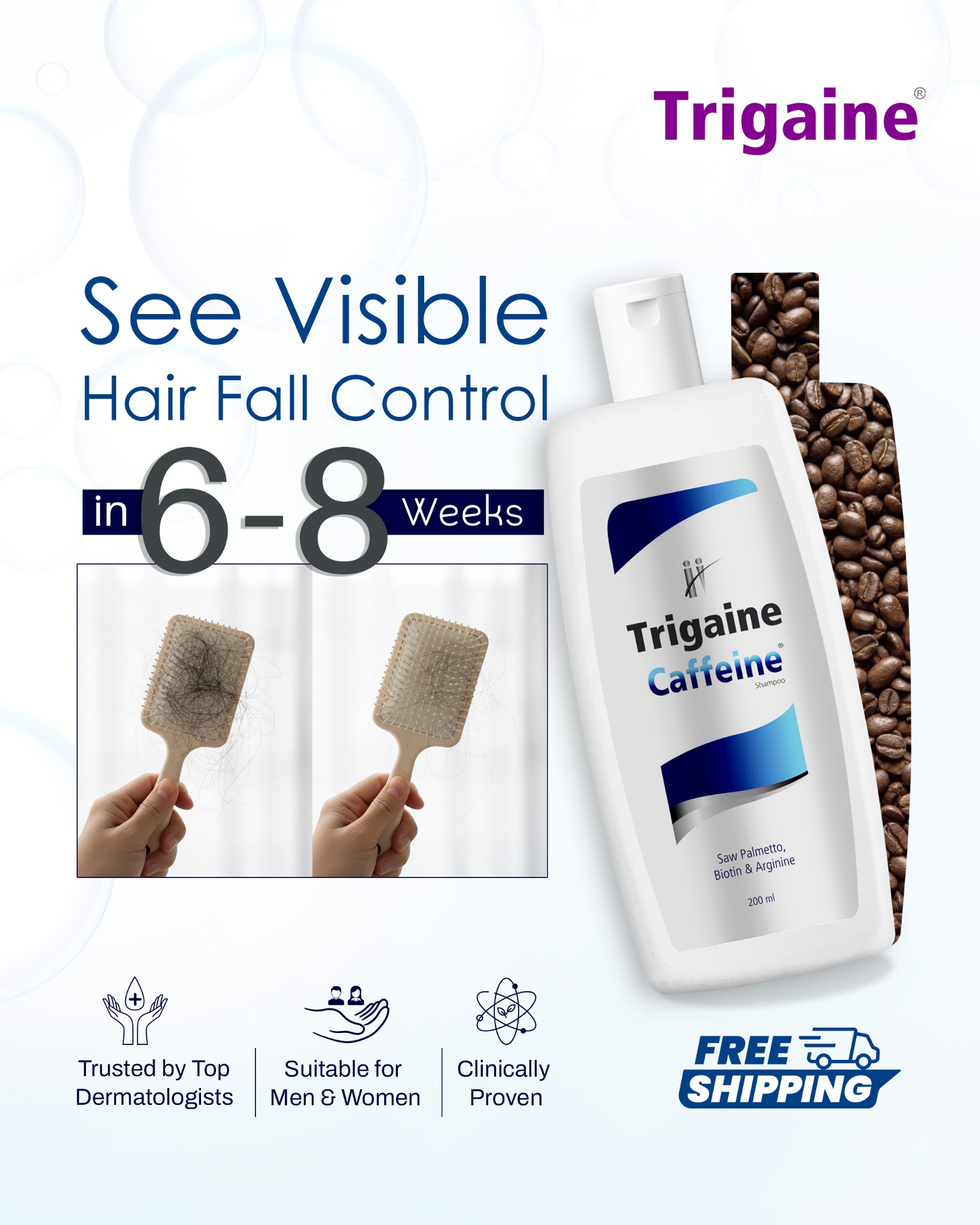 Trigaine By Apple Therapeutics Facebook ad: Noticing more hair on your brush lately?
