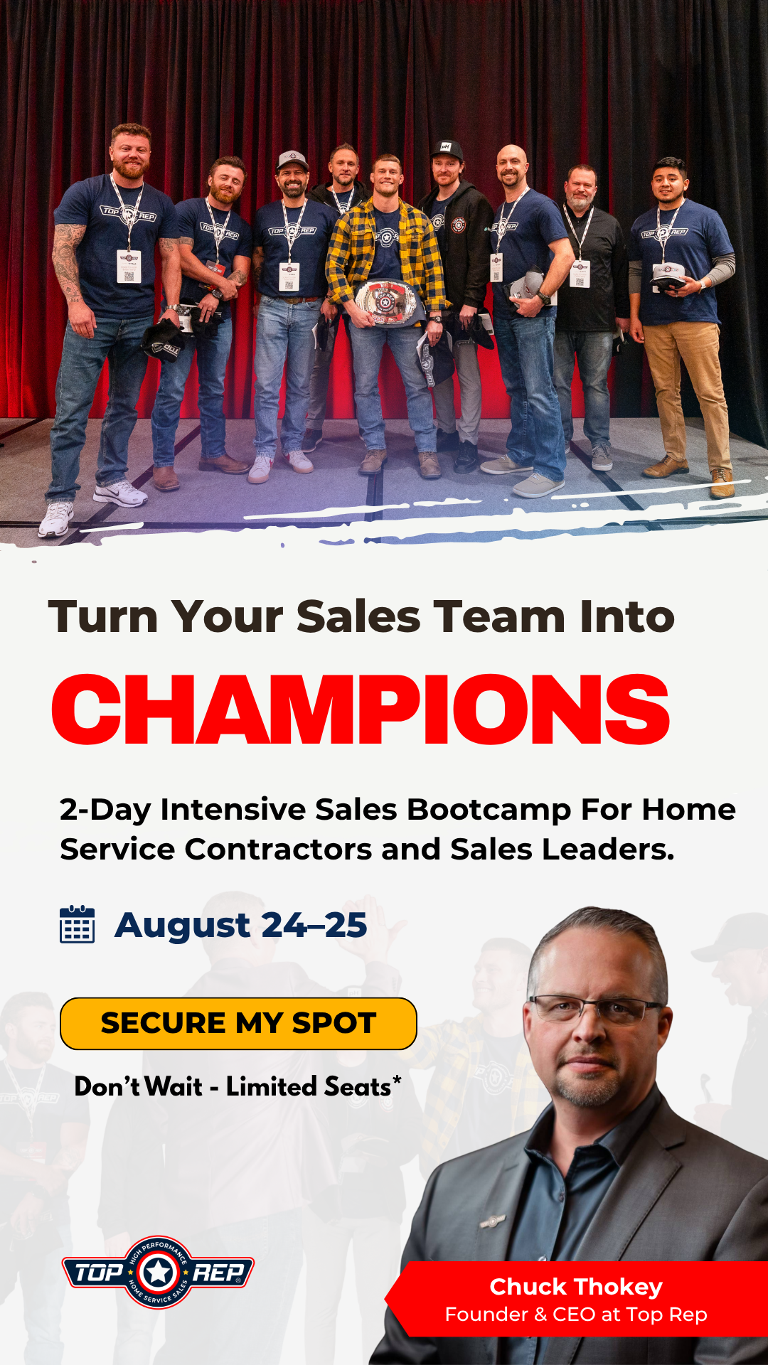 TOP REP Sales Training Facebook ad from Jul 14, 2026