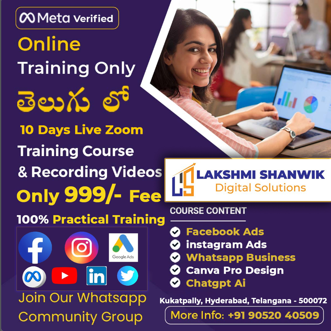 Digital Spark by Lakshmi Shanwik Facebook ad: ₹999 లో Meta Ads Training, 10 Days Live Practical Course
