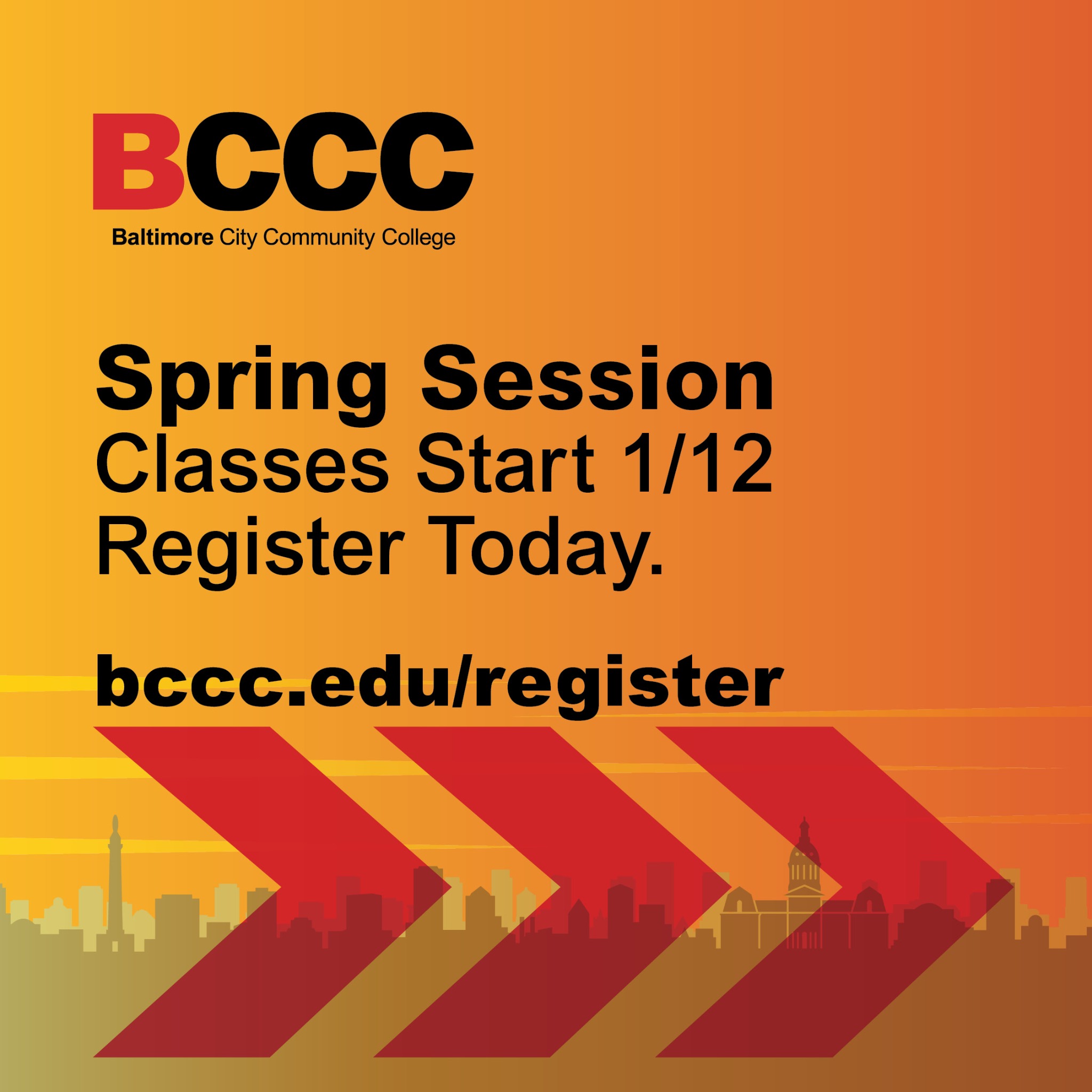 Baltimore City Community College Facebook ad: Register today!