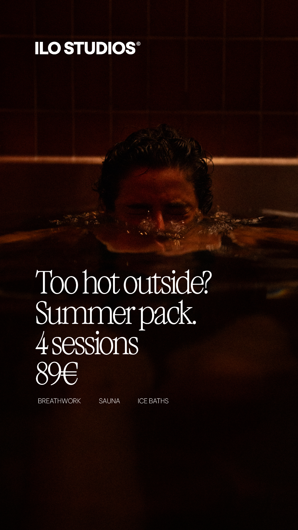 Ilo studios Facebook ad: Summer Pack. 4 sessions for €89.