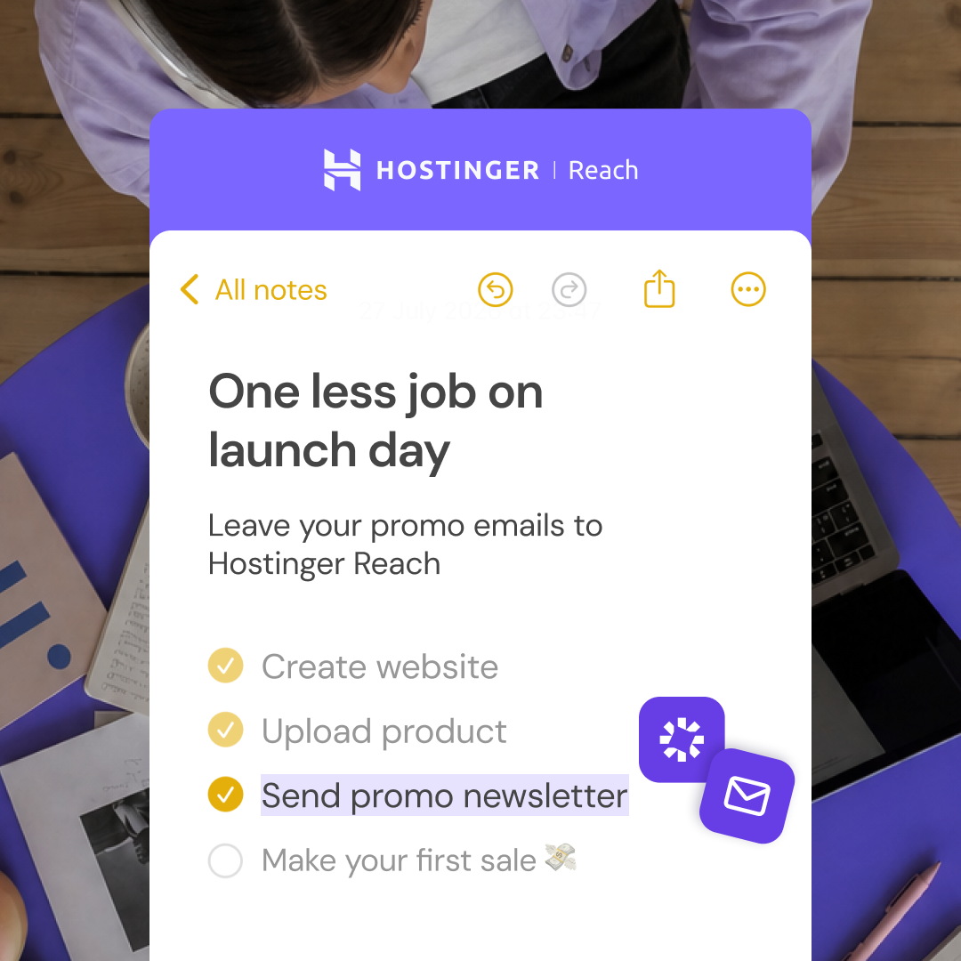 Hostinger Facebook ad: AI-powered email marketing