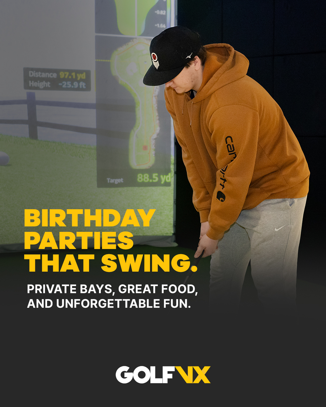 Golf VX Arlington Heights Facebook ad: Your Best Birthday Ever Starts at Golf VX!