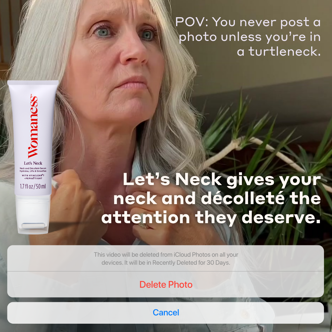 Womaness Facebook ad: Skincare Made for Menopausal Skin, Save Up To 10%