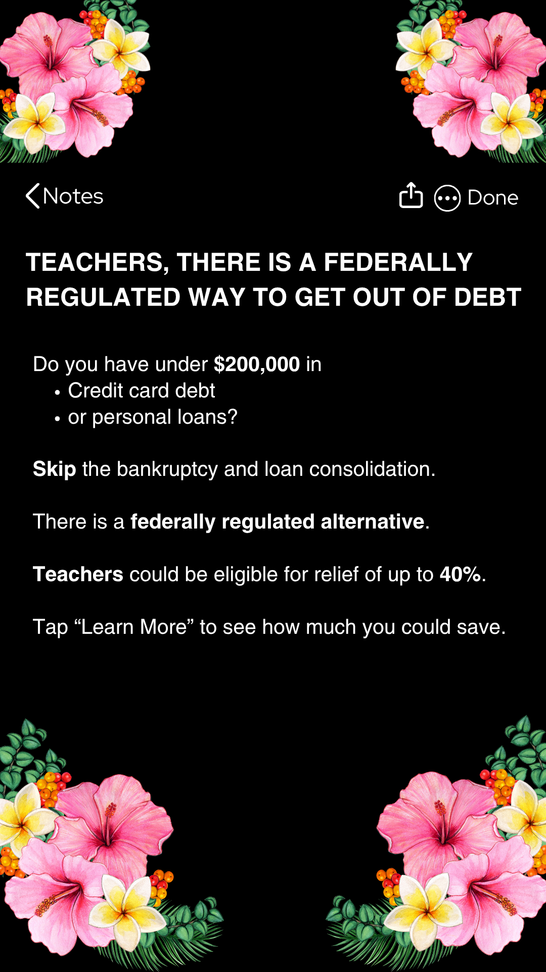 The Debt Free Teacher Facebook ad