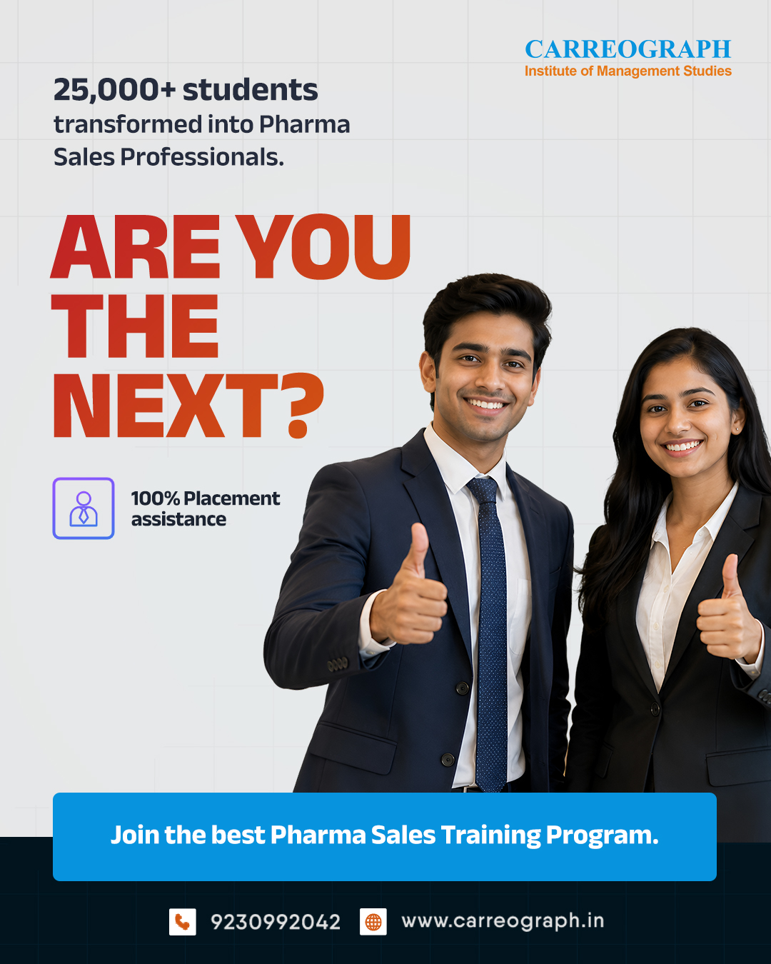Carreograph Institute of Management Studies Facebook ad: Become the Next Pharma Sales Professional