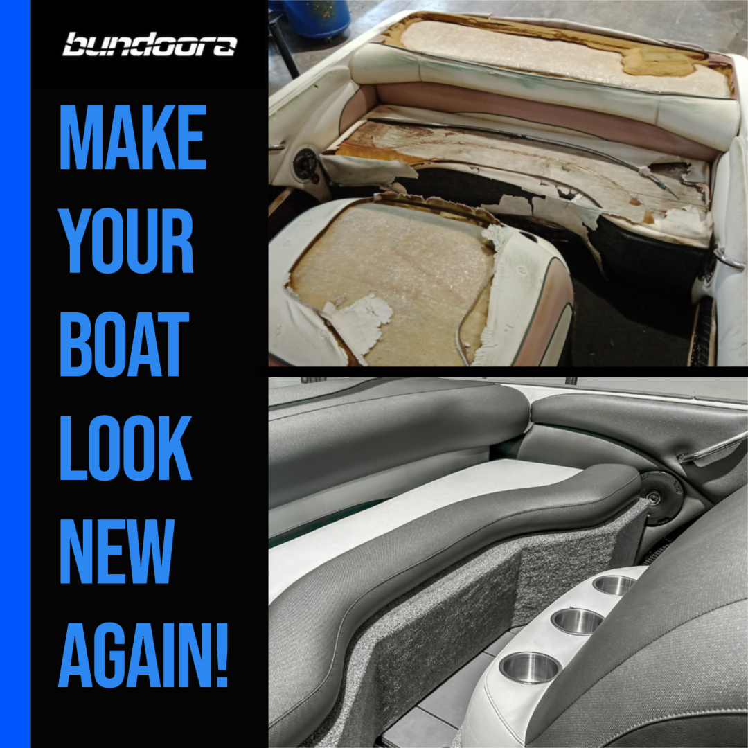 Bundoora Boat Upholstery Facebook ad: Is your boat upholstery looking tired or beyond…