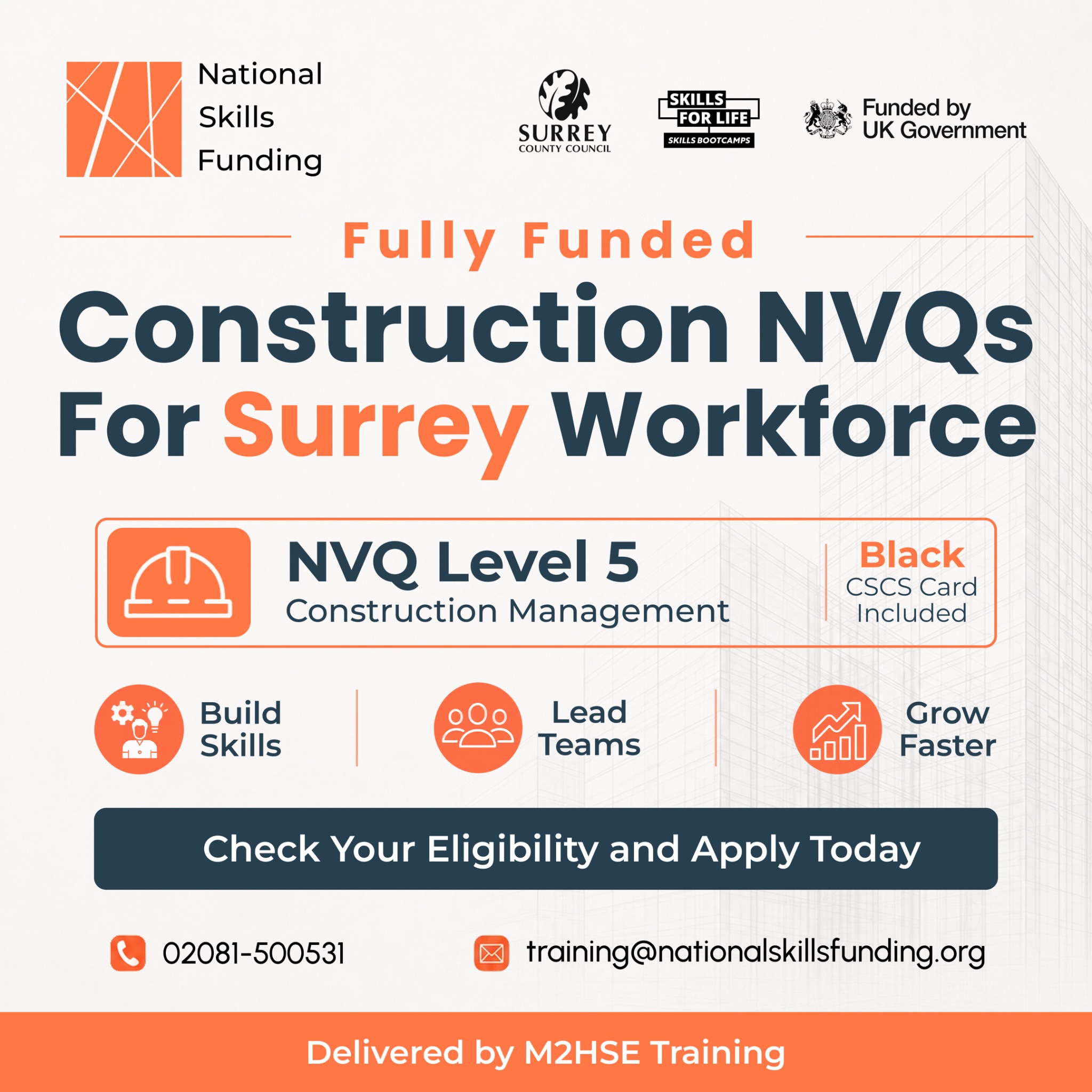 National Skills Funding Facebook ad: Fully Funded Level 5 NVQ