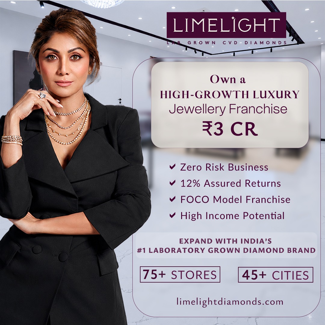 Limelight Diamonds Facebook ad: Premium jewellery franchise opportunity in select cities.