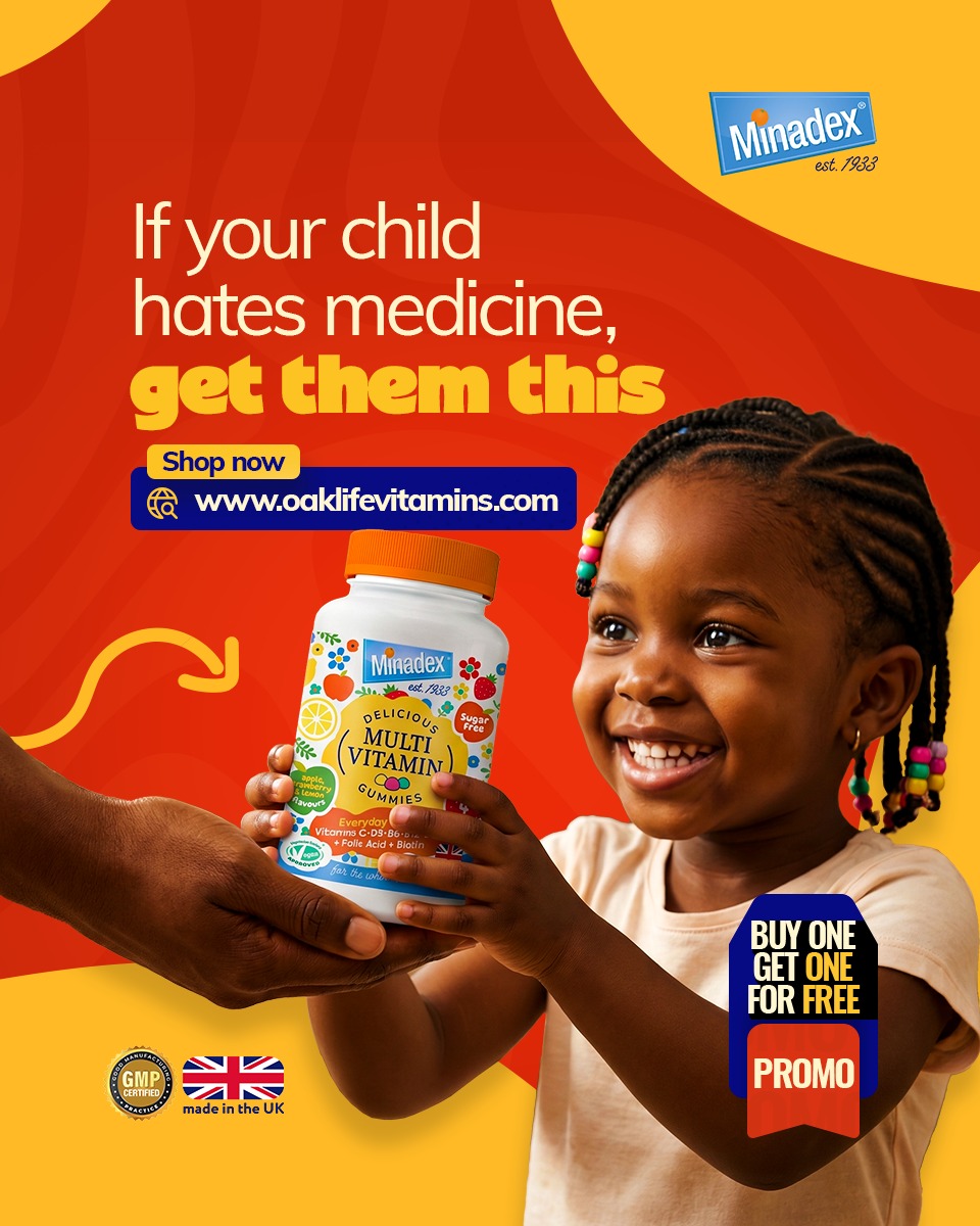 Oakleaf Minadex Facebook ad: Daily Vitamins Kids Enjoy