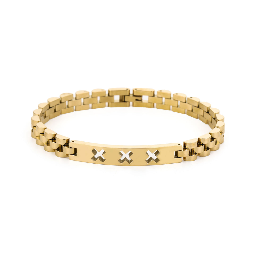 Amsterdam-sieraad Facebook ad: Deze gouden herenarmband van roestvrij staal combineert…