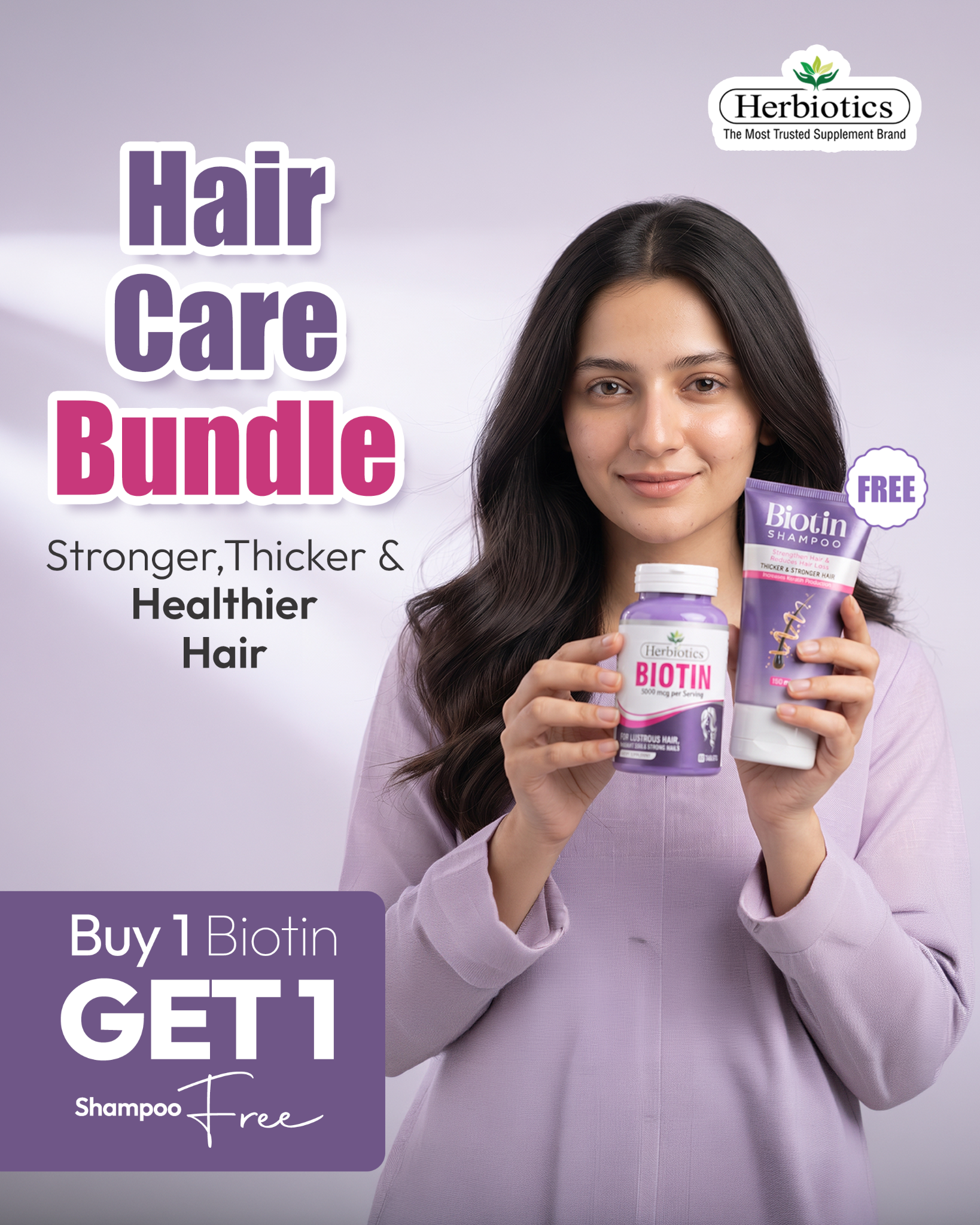 Herbiotics Health Care Facebook ad: Get Free Biotin Shampoo