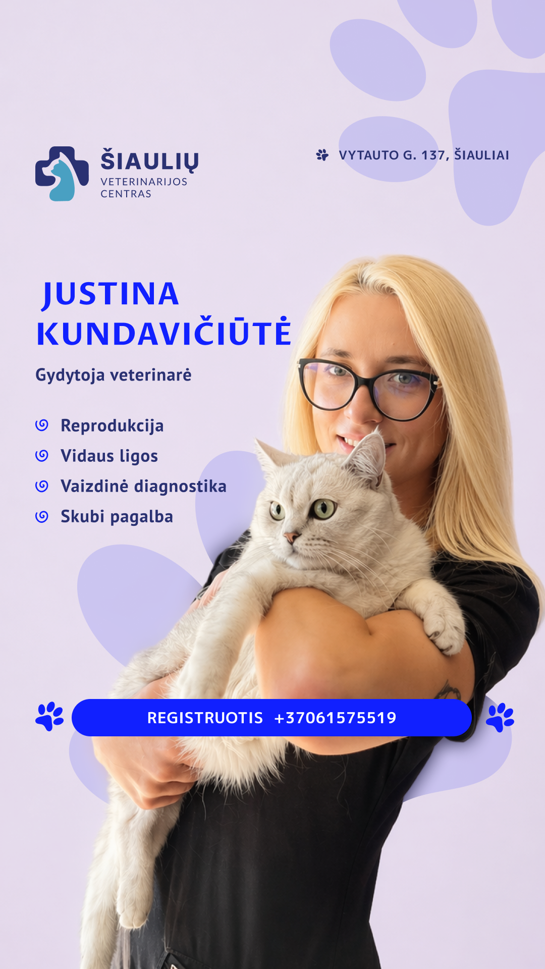 Šiaulių veterinarijos centras Facebook ad from May 4, 2026