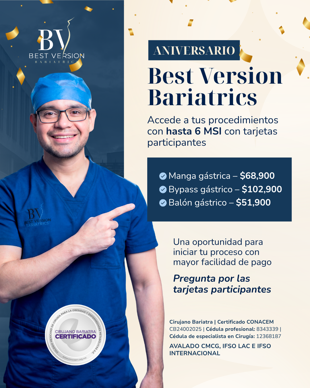 Best Version Bariatrics Facebook ad: Por nuestro aniversario, ahora puedes acceder a nuestros…