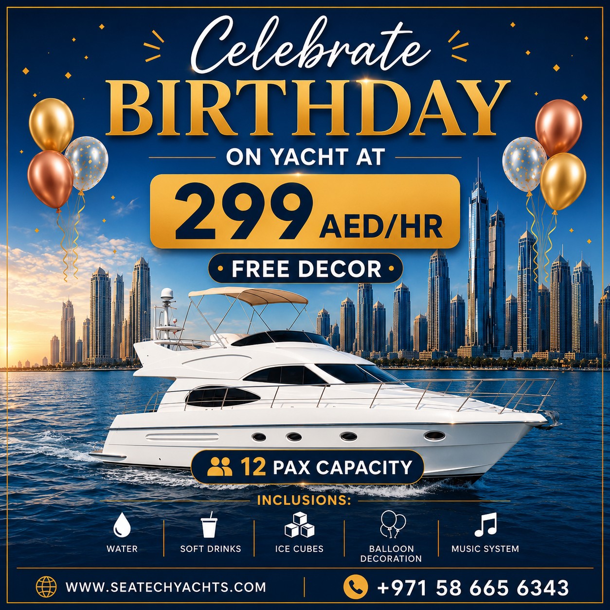 Seatech Yacht Facebook ad: Make This Birthday Unforgettable On a Private Yacht…