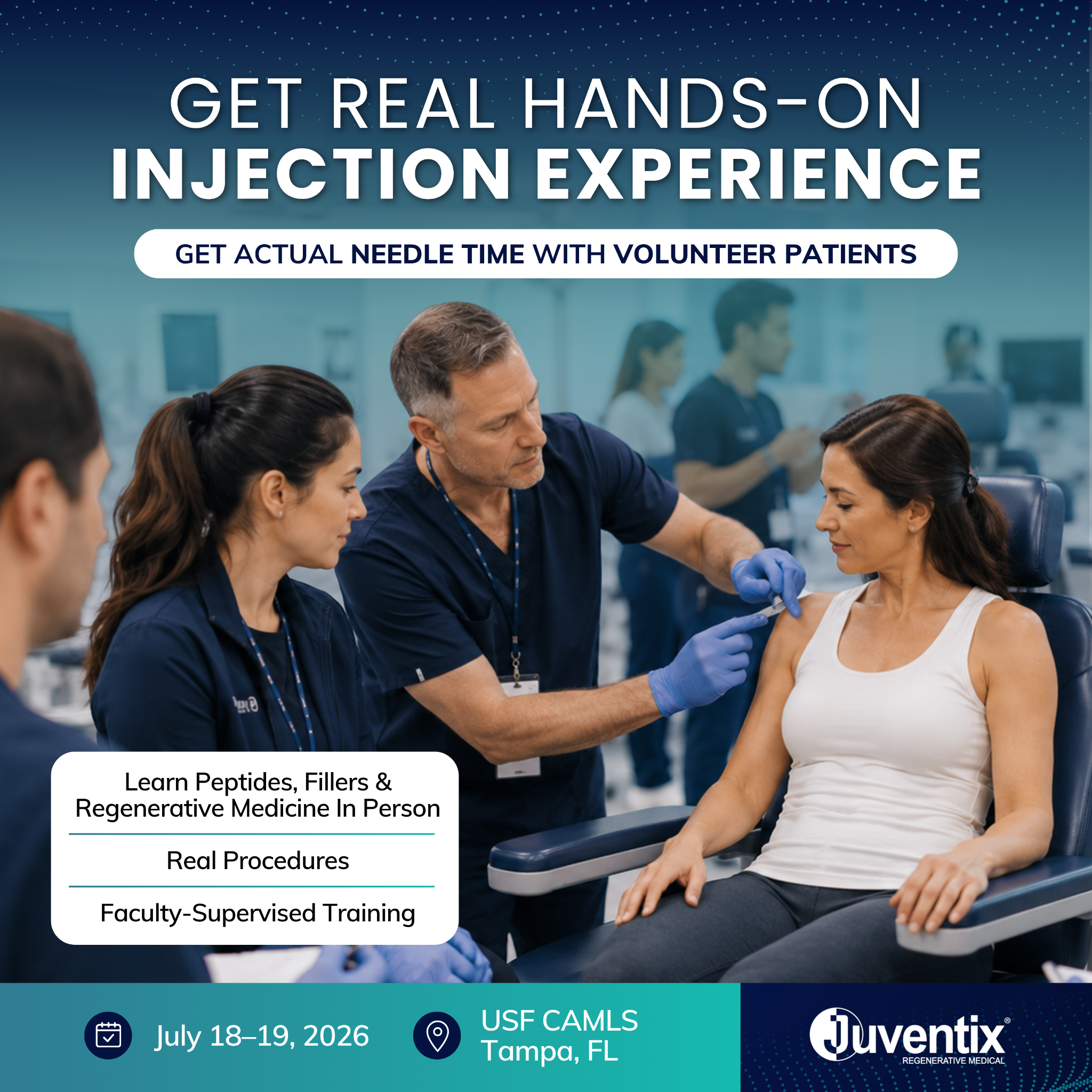 Juventix Regenerative Medical Facebook ad: Real Hands-On Training With Live Patients