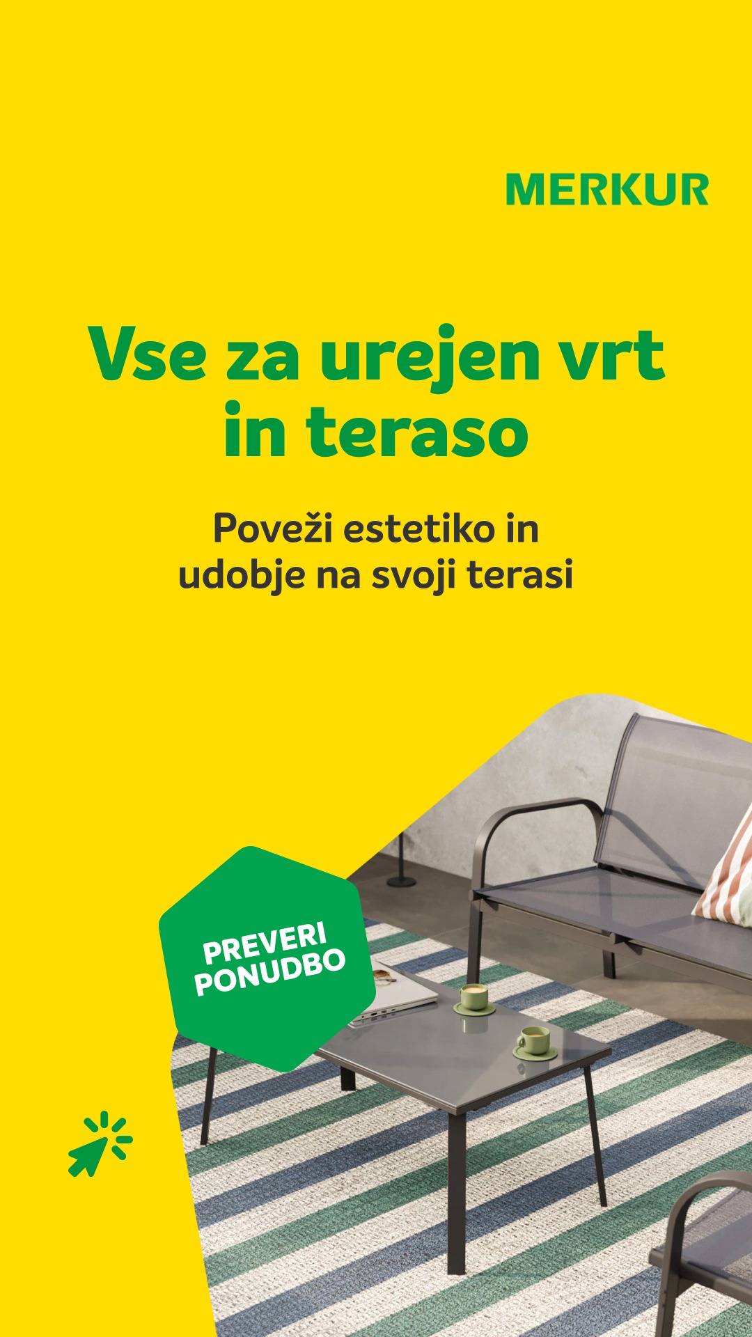 Merkur Facebook ad: Uživaj v osveženem ambientu na vrtu ali terasi