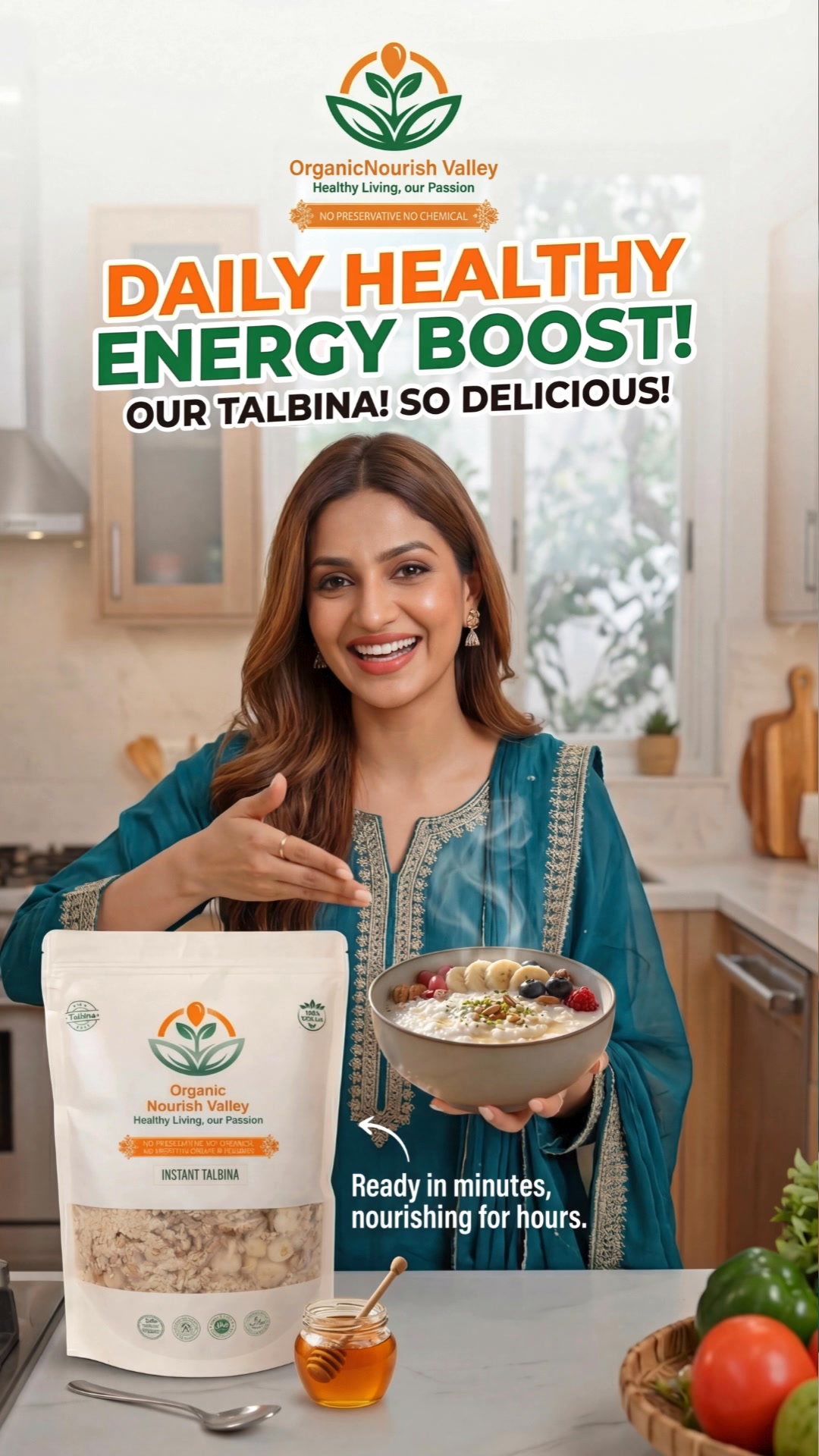 Organic Nourish Valley Facebook ad: Chat with us