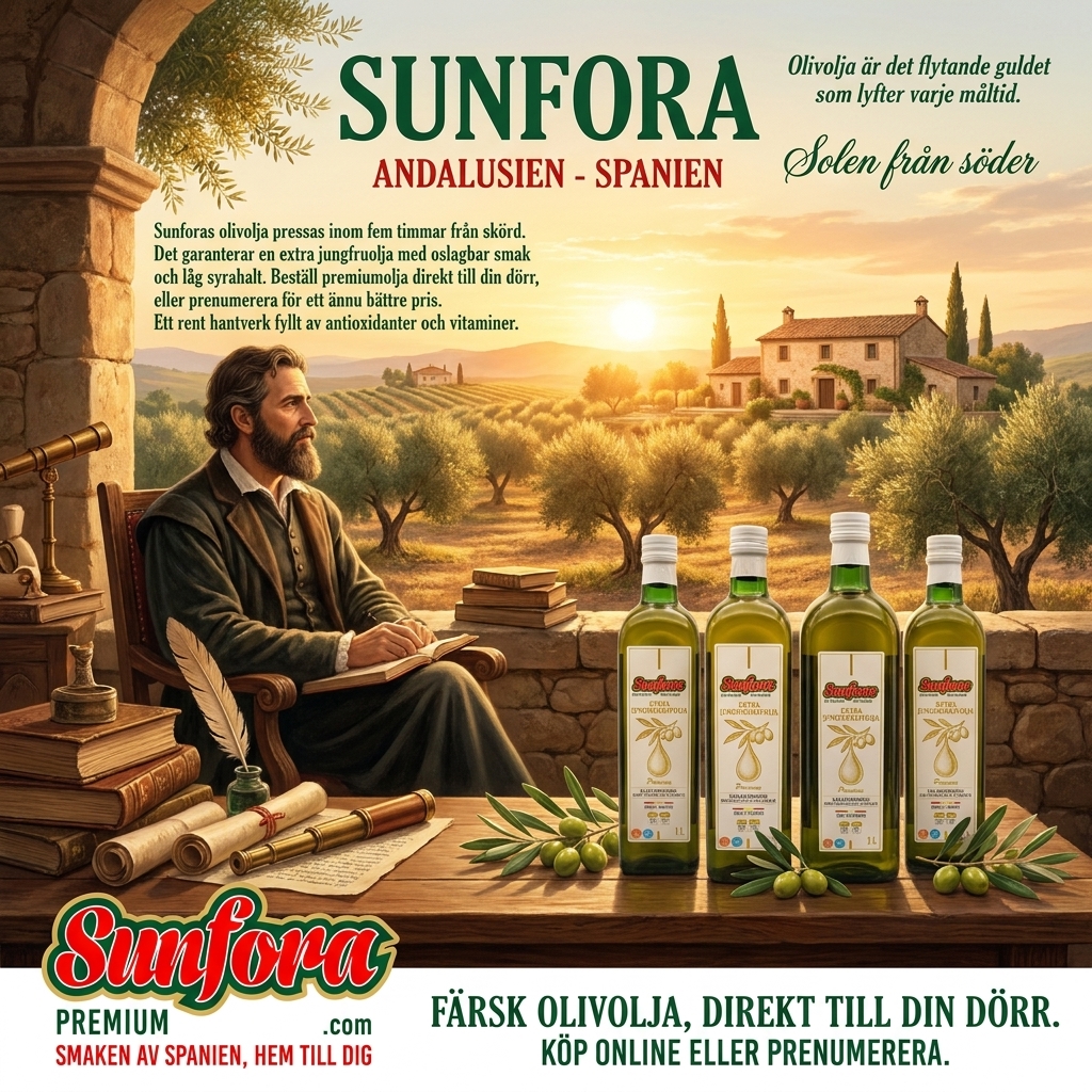 Sunfora Facebook ad: Äkta Spansk Extra Virgin Olivolja