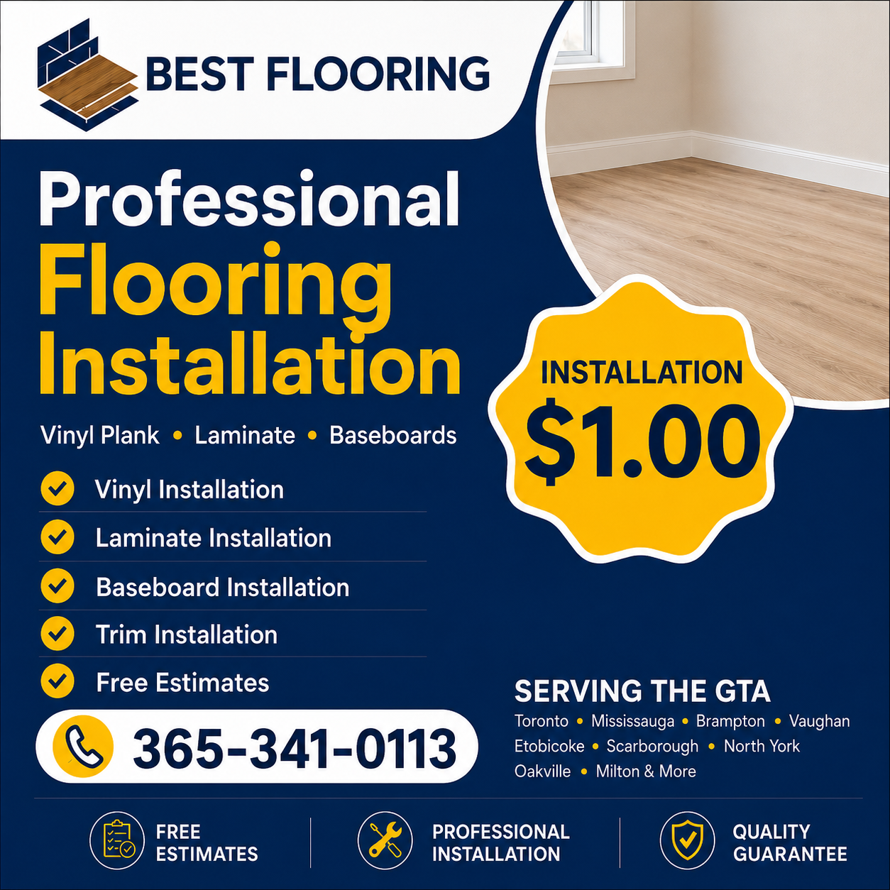 Best Flooring GTA Facebook ad: Only $1.00 per Sqft