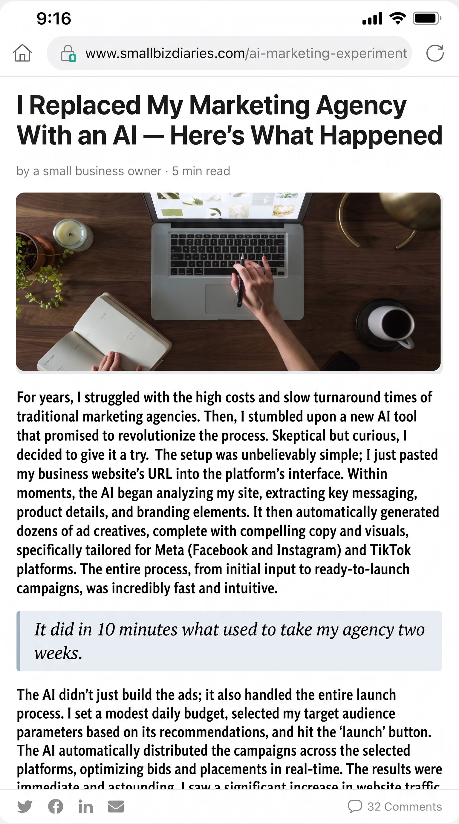 Larven AI Facebook ad