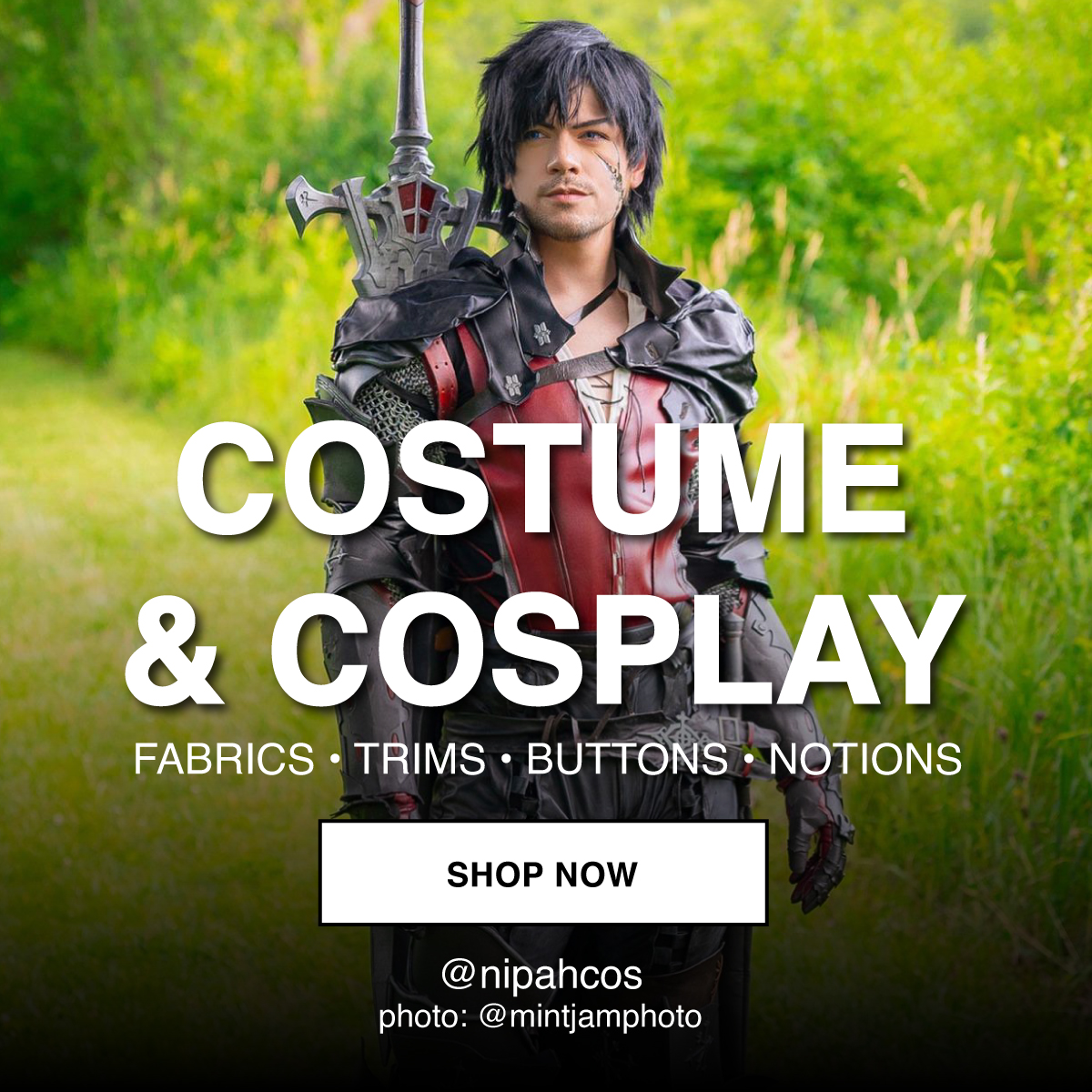 Mood Designer Fabrics Facebook ad: Ready. Set. Cosplay.