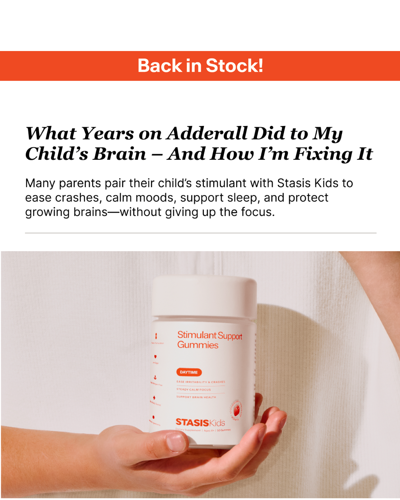 Stasis Kids Facebook ad