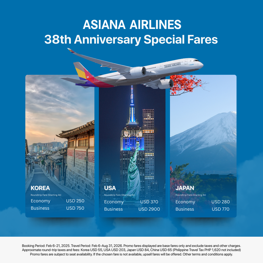 Asiana Airlines Philippines Facebook ad from Feb 12, 2026