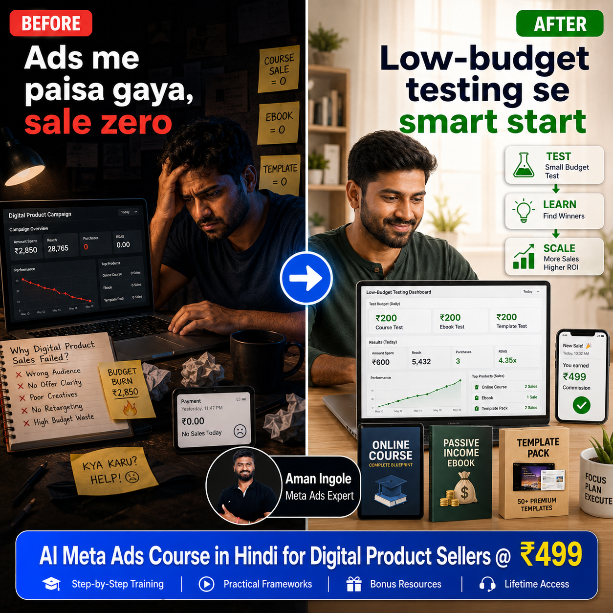 Learnopedia Academy Facebook ad: AI Meta Ads Course @ ₹499