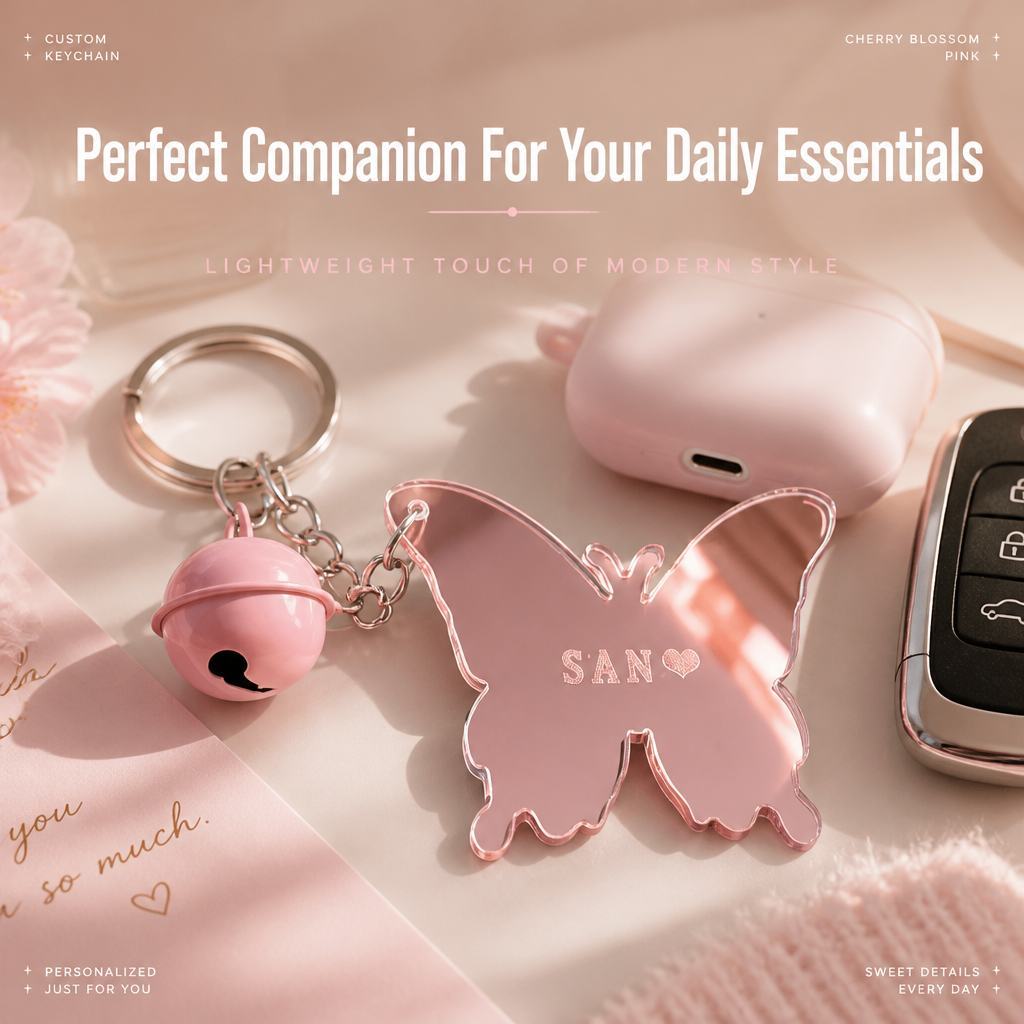 Soufeel Online Facebook ad: Your Name, Your Vibe: The Cutest Custom Butterfly Keychain