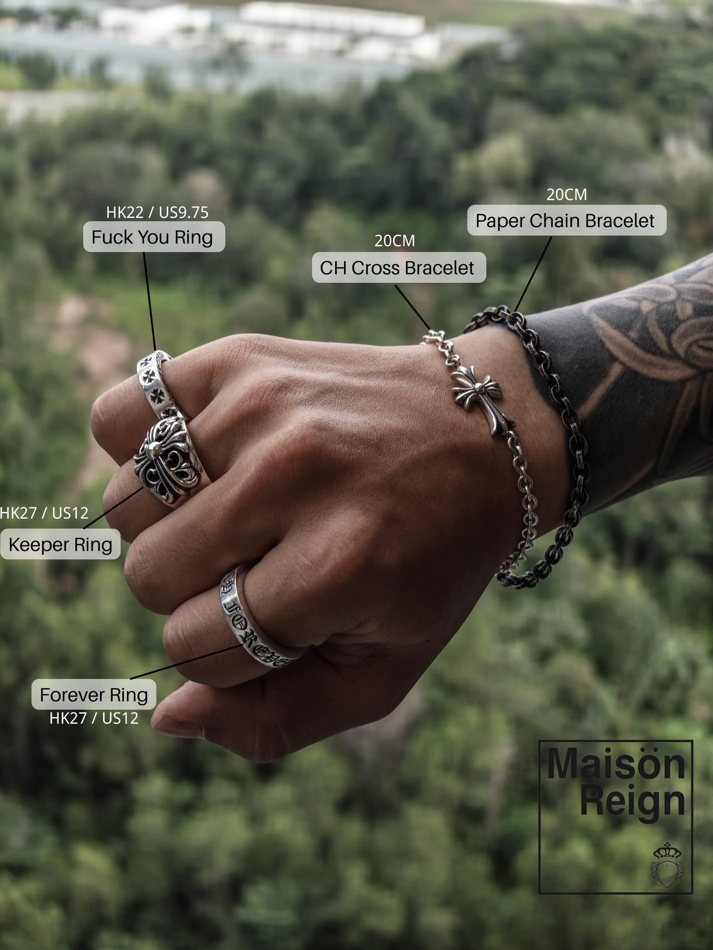 MasionReign Facebook ad: Available NOW Authentic Chrome hearts