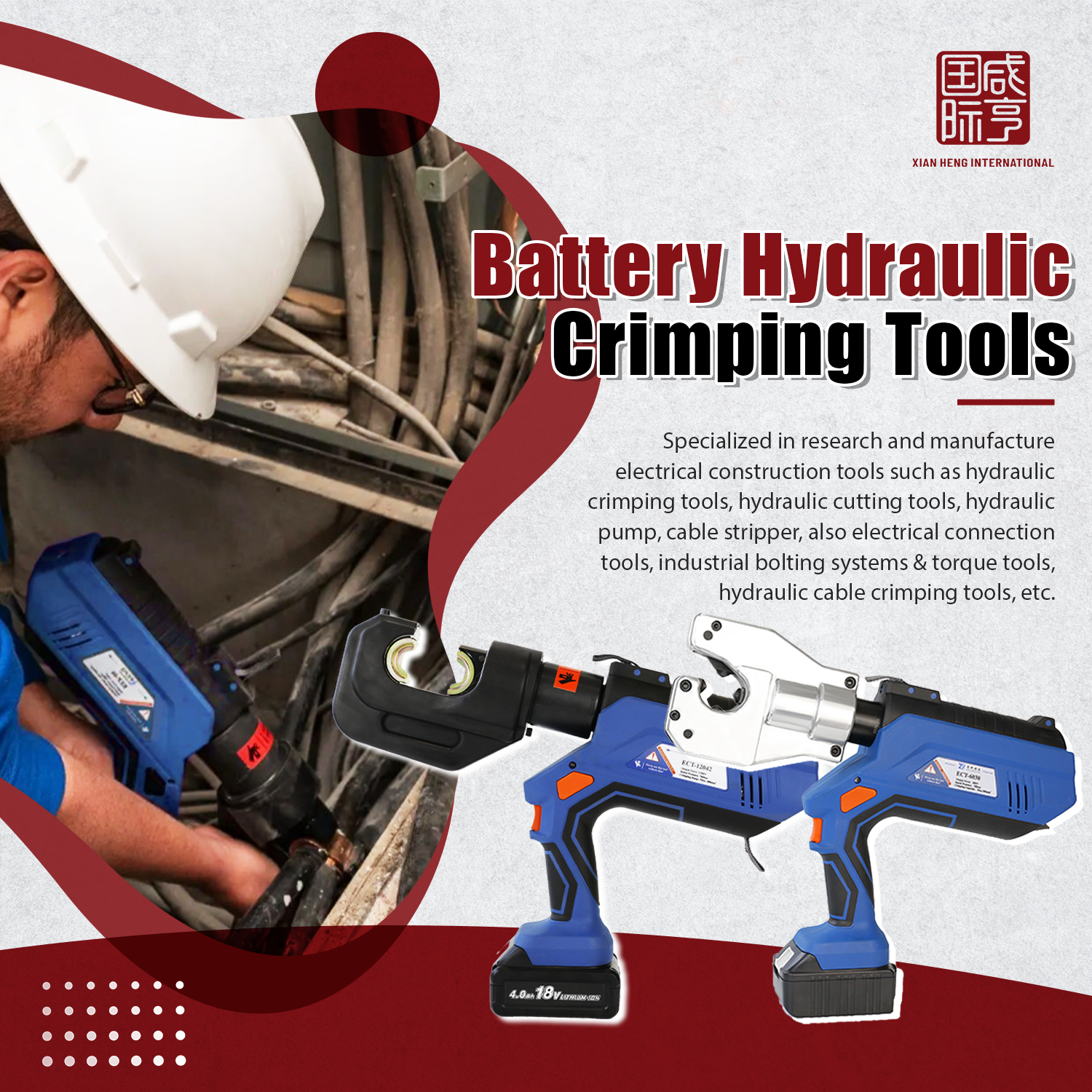 Xianheng International Science&Technology Co., Ltd. Facebook ad: Battery Hydraulic Crimping Tools That Work Smarter