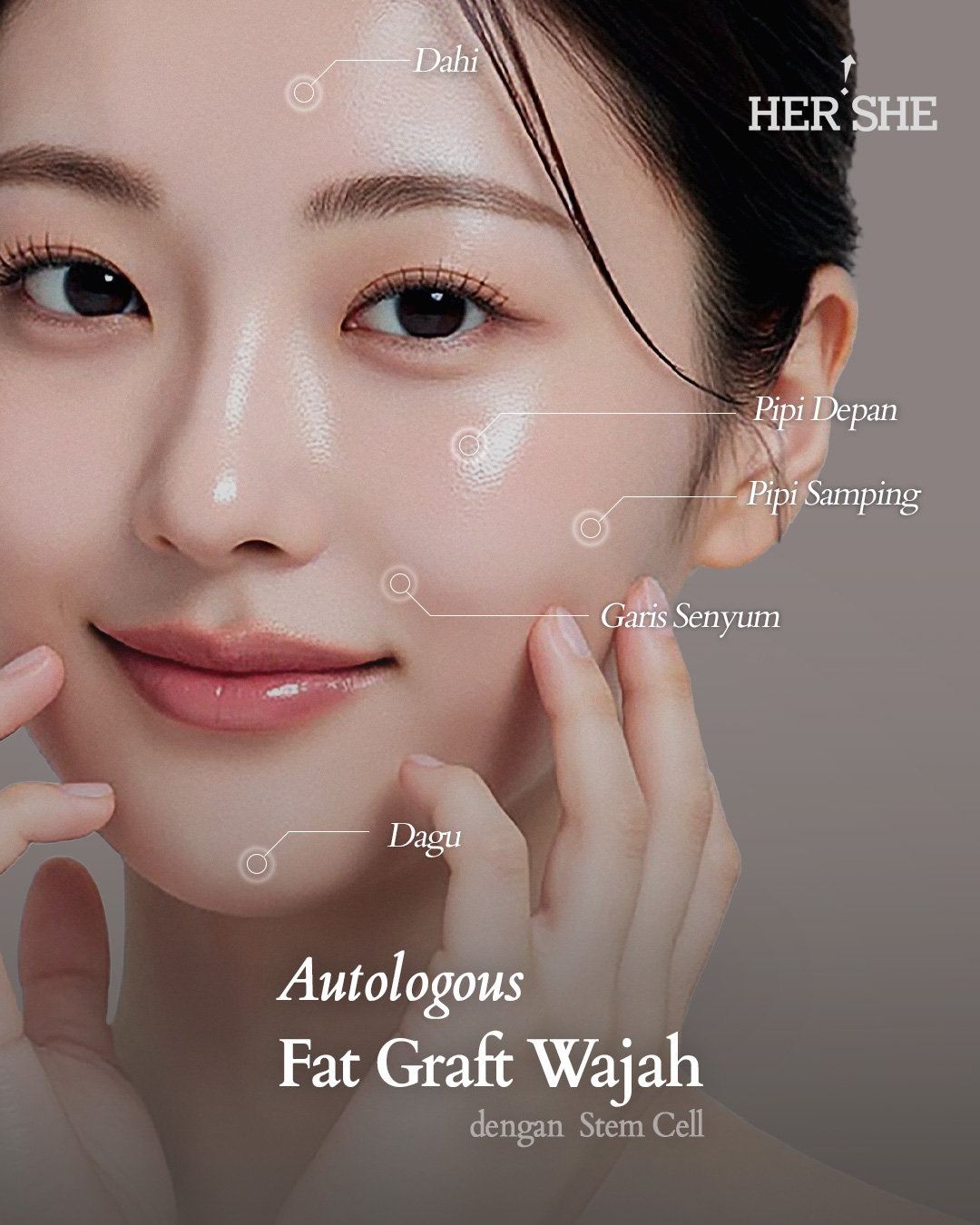 hershekorea.id Facebook ad: Bentuk Kontur Wajahmu dengan HERSHE Facial Fat Graft