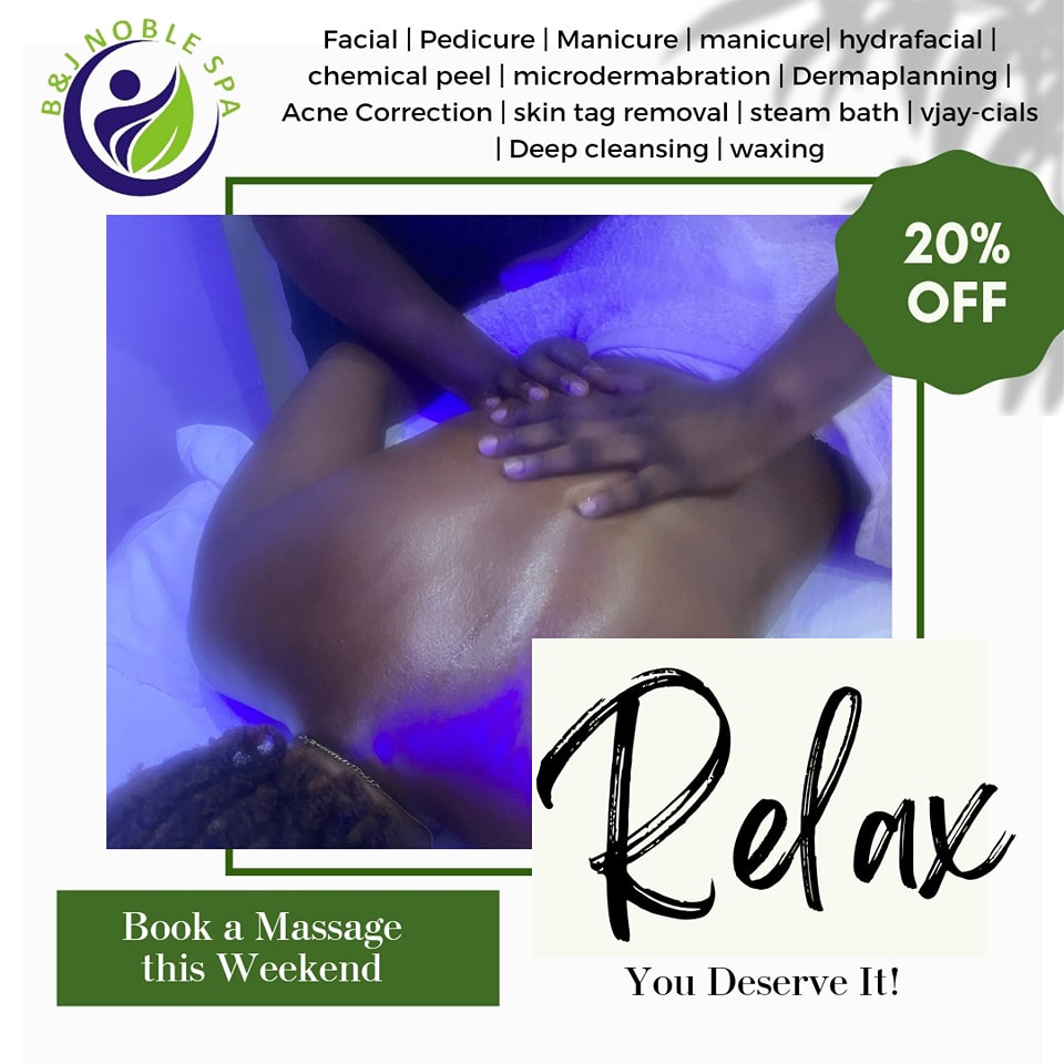 B&J Noble Massage Service Facebook ad: We offer 24/7 SPA services in Enugu, pedicure, body…