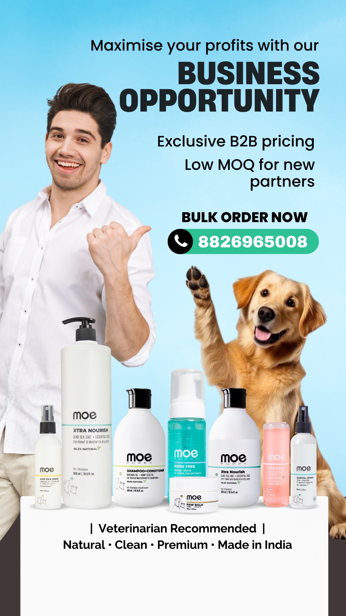 Moe Puppy Facebook ad: Best quality • Strong margins • Low MOQ