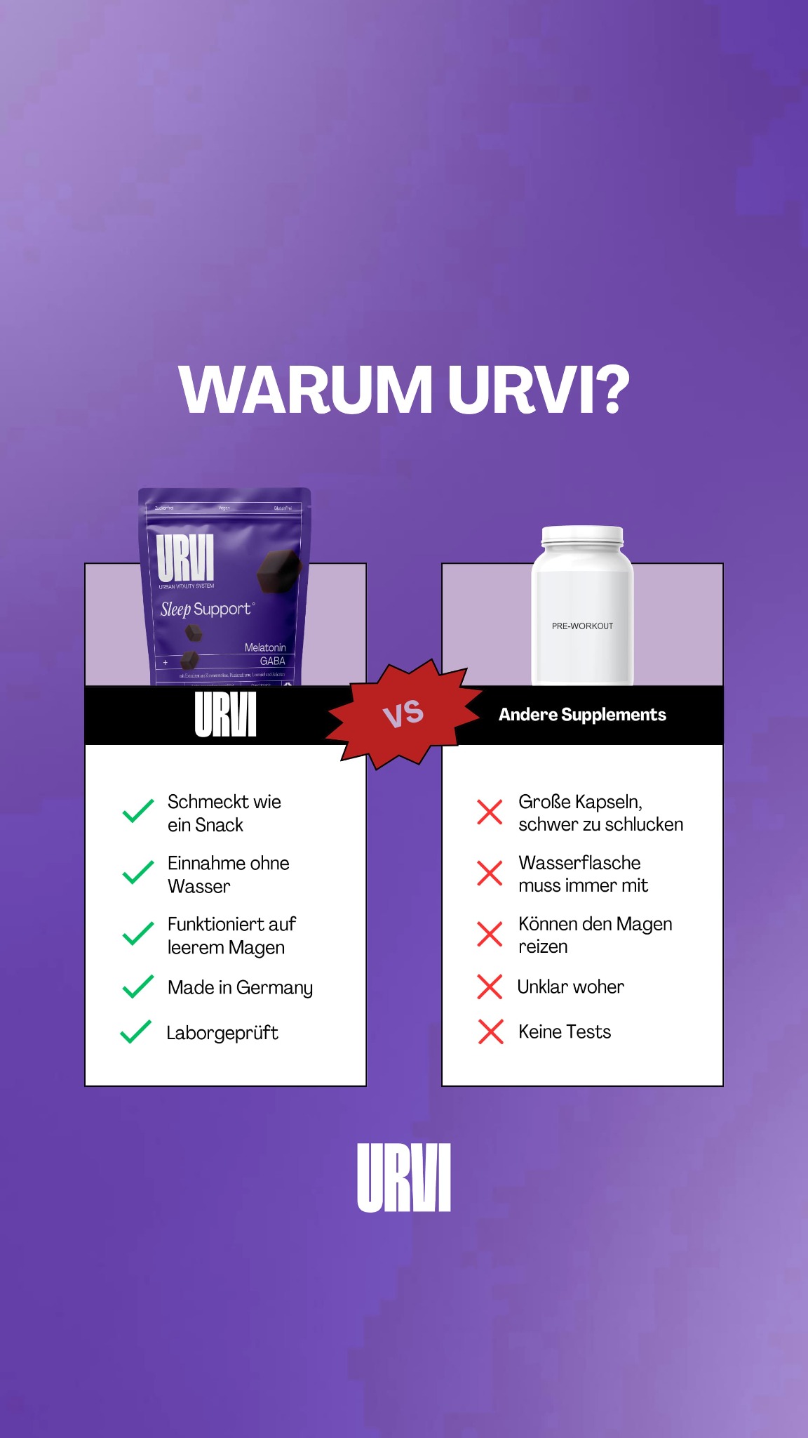 URVI Facebook ad: Schlaf, wenn du ihn brauchst