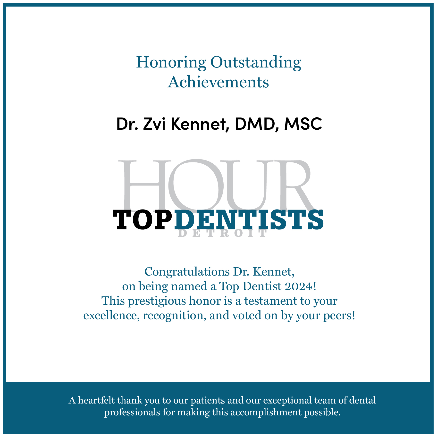 KENNET ORTHODONTICS Facebook ad: Dr. Kennet: Detroit Hour's Top Dentists for 2024!