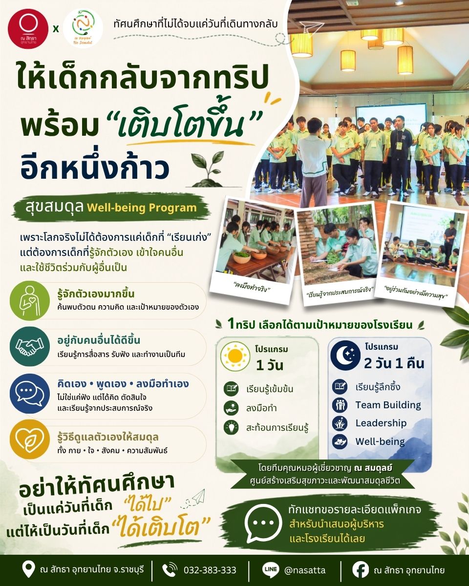 ณ สัทธา อุทยานไทย Facebook ad: ทัศนศึกษาที่ดี ไม่ควรจบแค่คำว่า สนุก