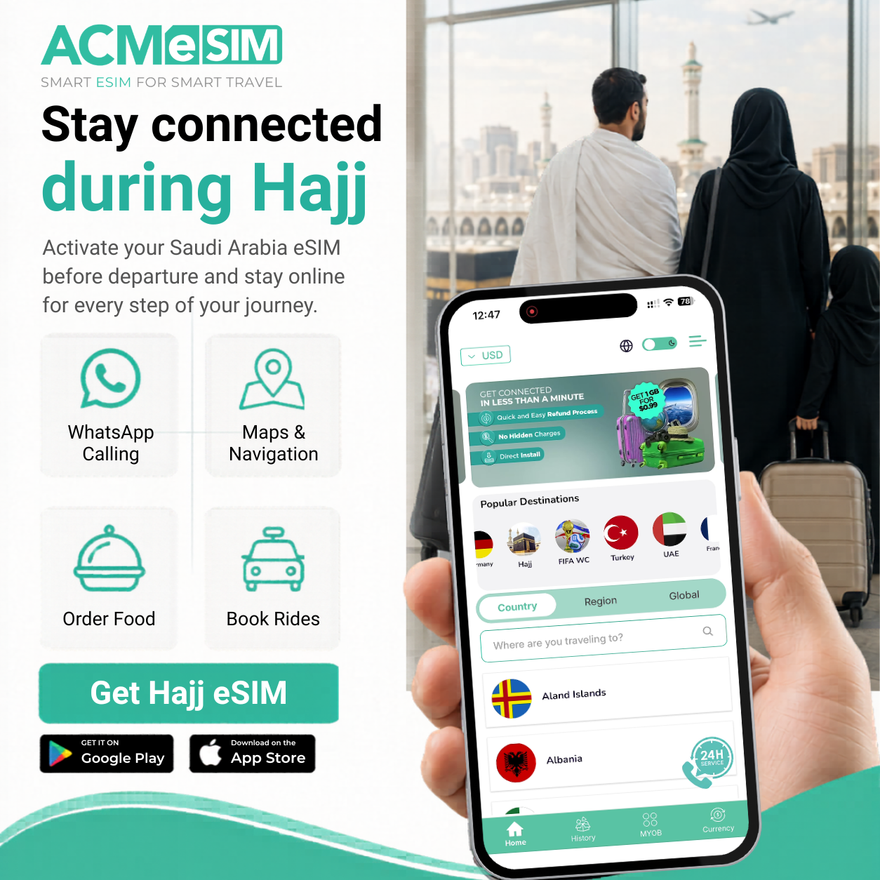 ACMeSIM Facebook ad: Hajj eSIM: 10GB for $10
