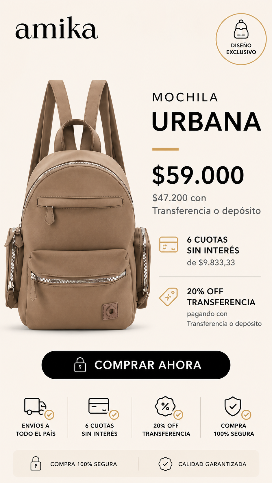 Mundo Amika Facebook ad: 6 cuotas sin interés