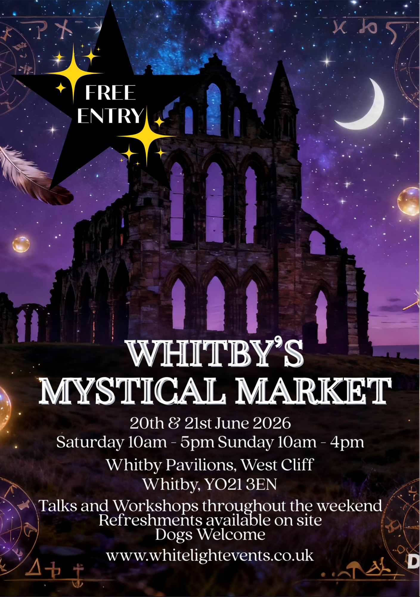 White Light Events Mind Body and Spirit Events Facebook ad: Whitby Mystical Market - FREE ENTRY