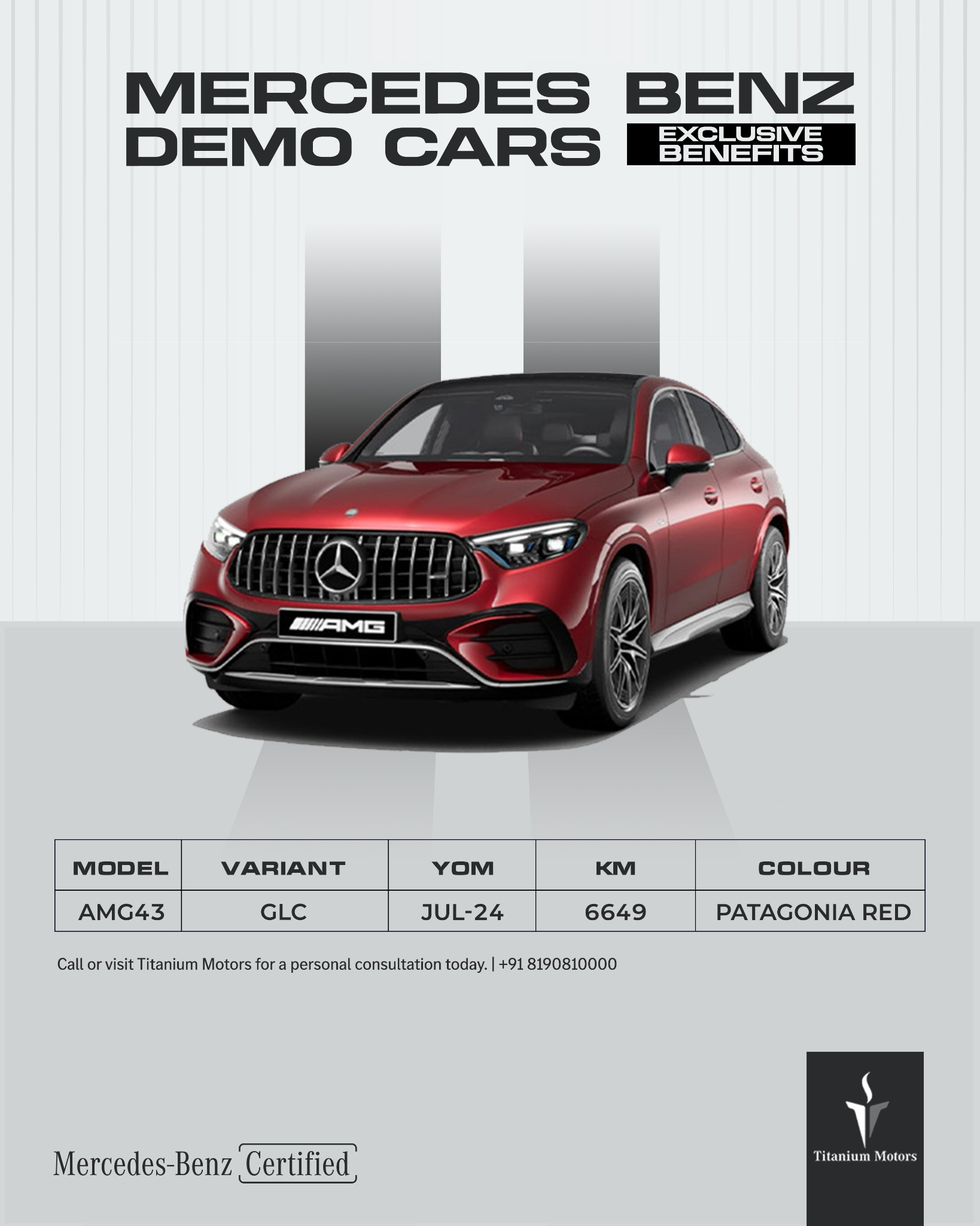 Mercedes-Benz Titanium Motors Facebook ad: First come, first served.