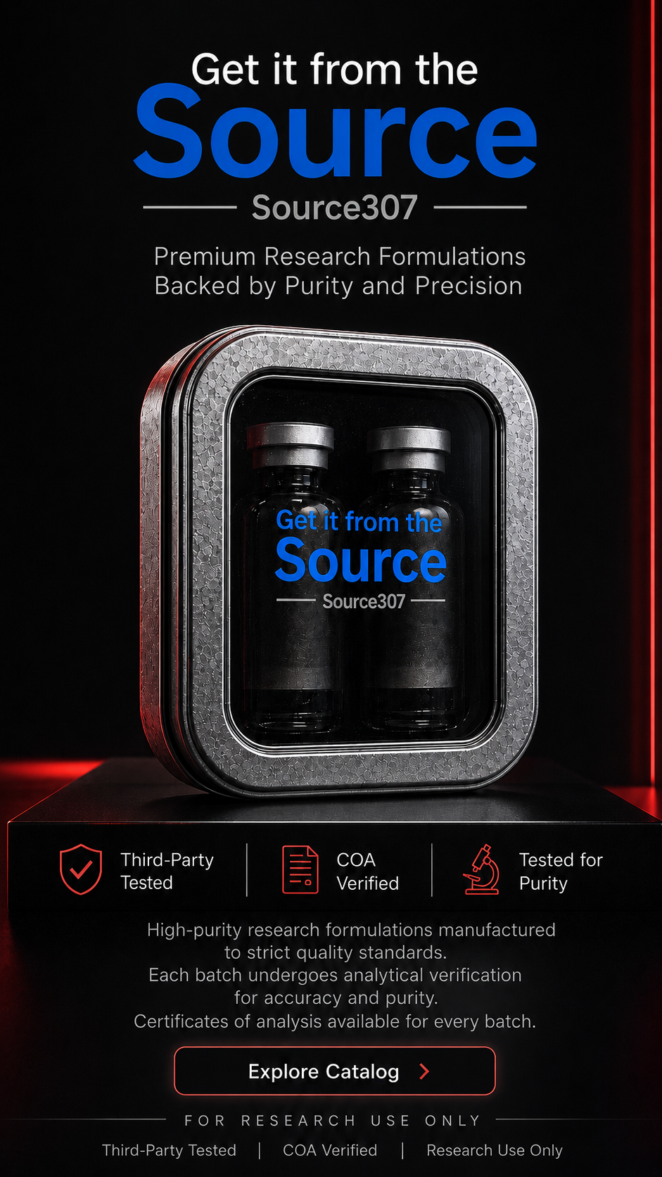 Source307-services Facebook ad: Pure. Tested. Trusted.