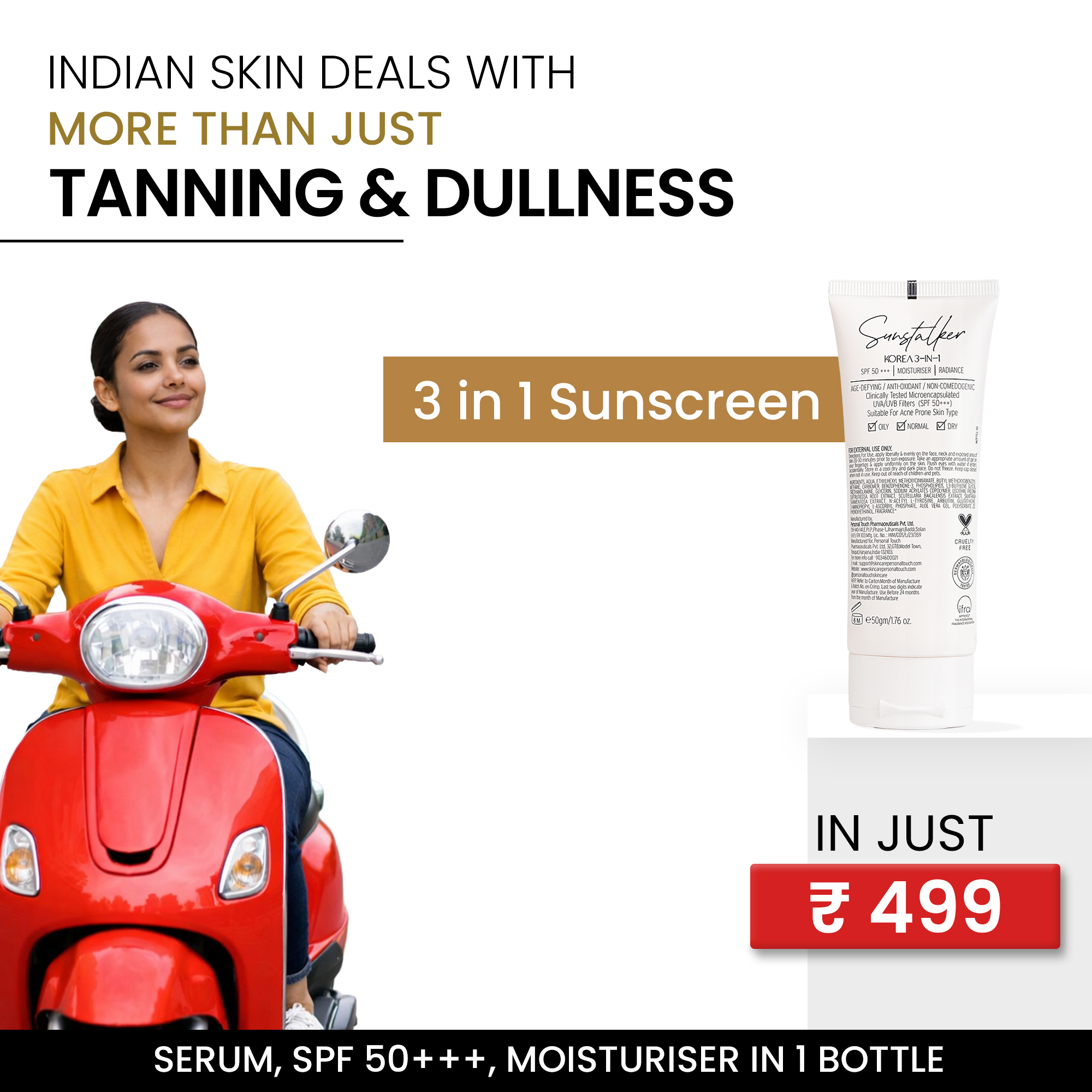 Skin Care Personal Touch Facebook ad: Sunstalker Korea 3 in 1 Water Based Moisturiser