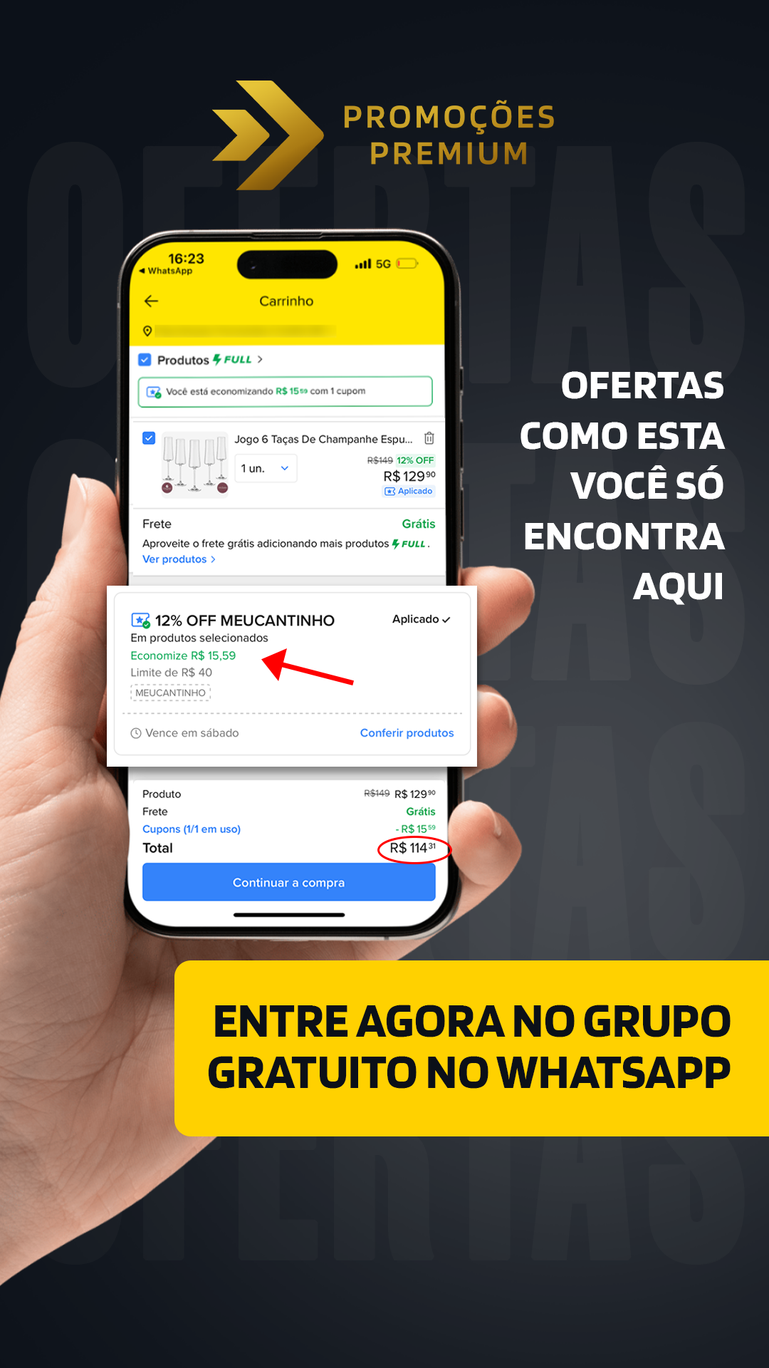 Promoções Premium Facebook ad