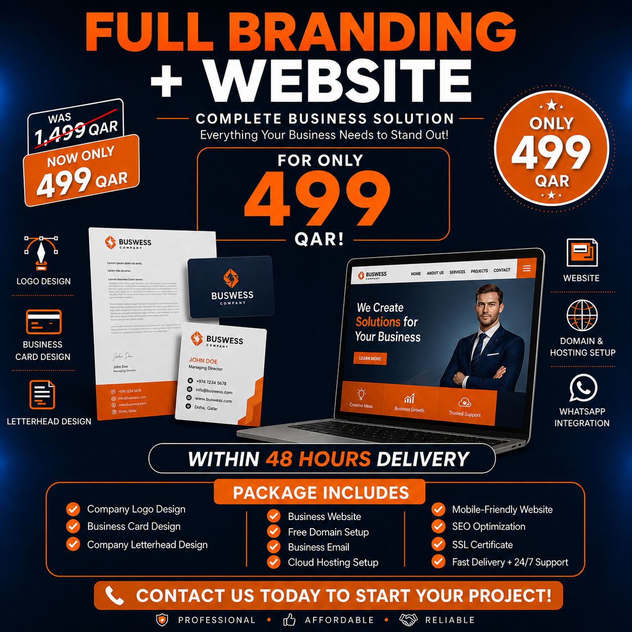 Qix99 Facebook ad: Launch Your Business Online in Just 48 Hours!