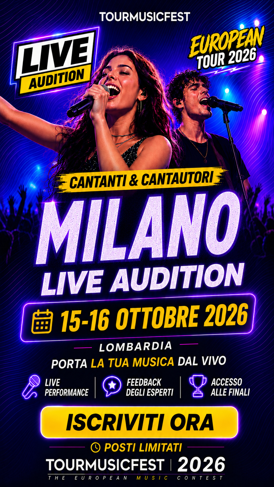 Tour Music Fest Facebook ad: Canti? Casting a Milano